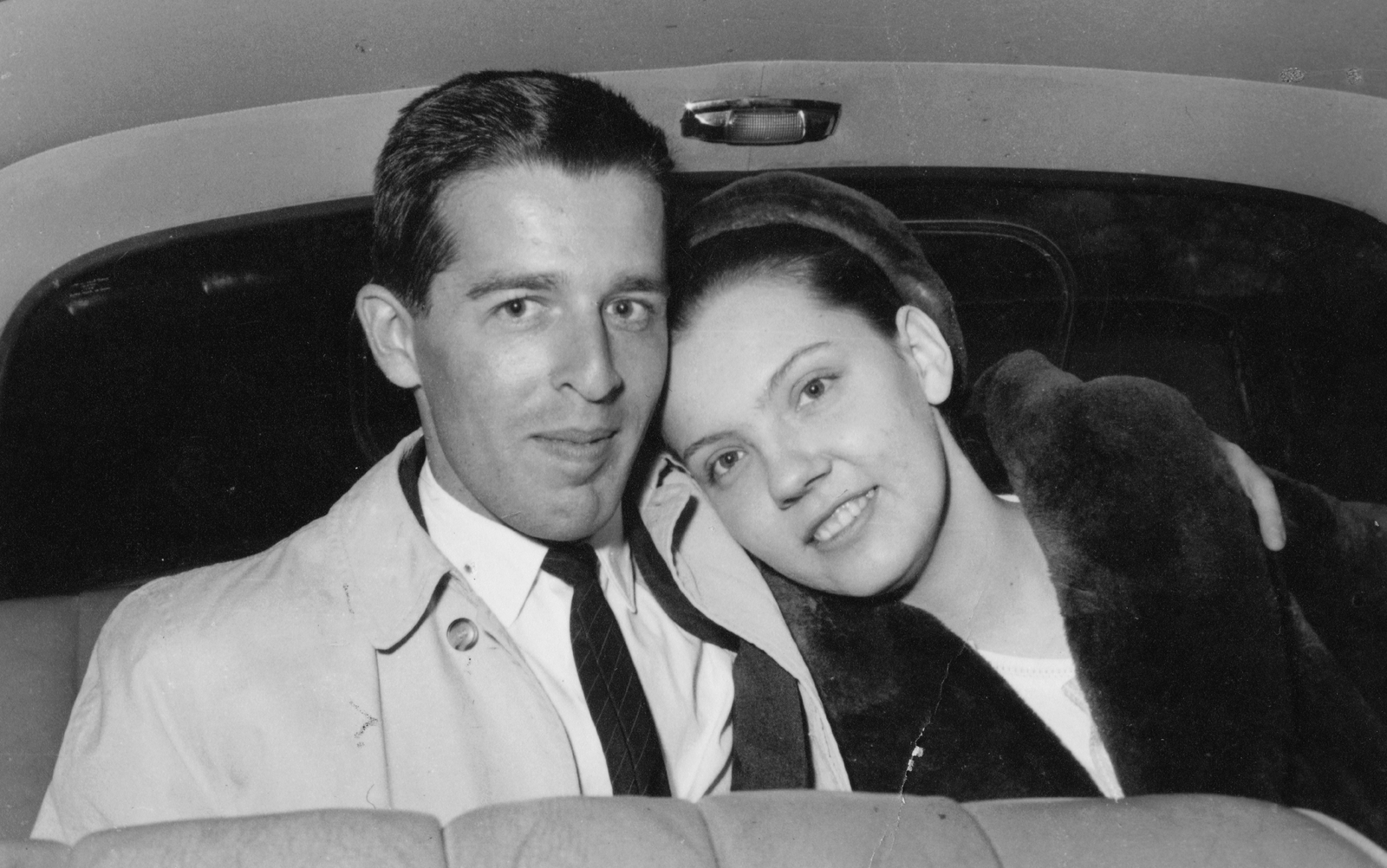1954, Ongrádi Melinda, man and woman, fur coat, Fortepan #39374