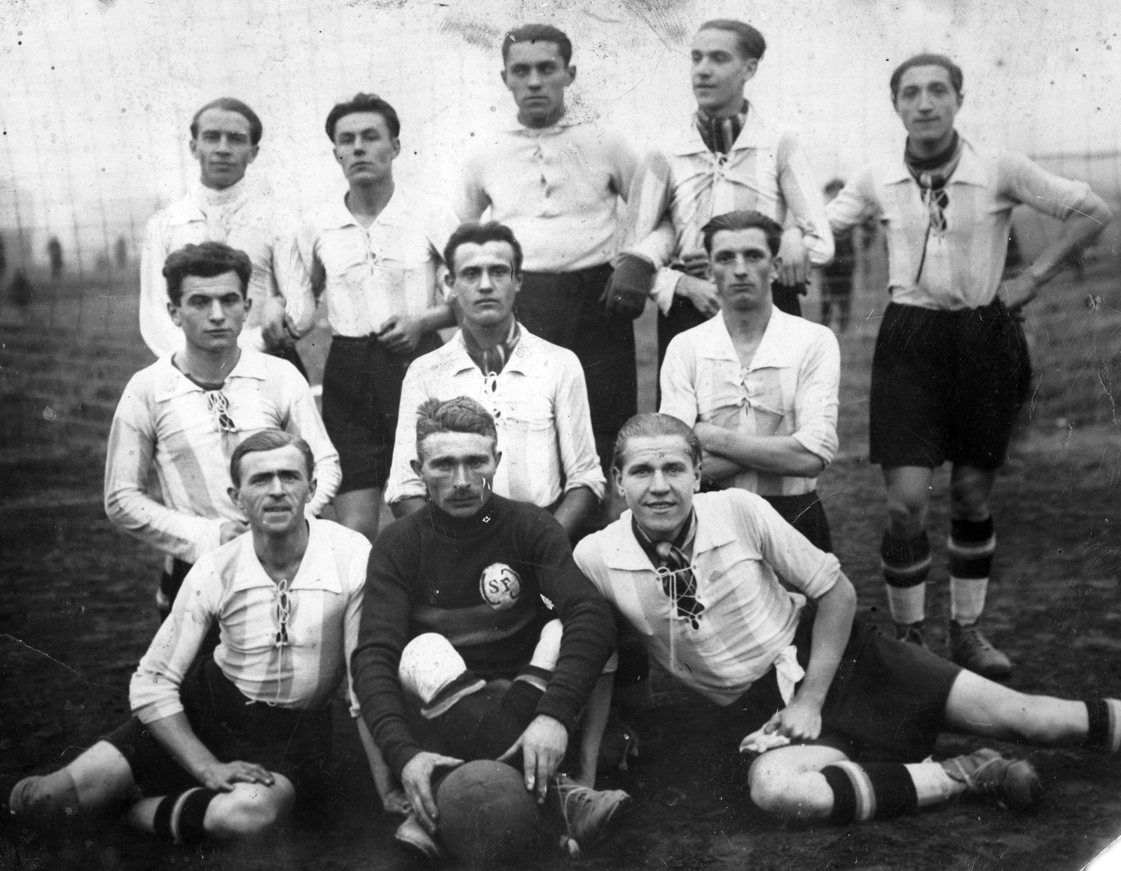 1928, Angyalföldi Helytörténeti Gyűjtemény, football, tableau, men, soccer team, soccer ball, Fortepan #39563