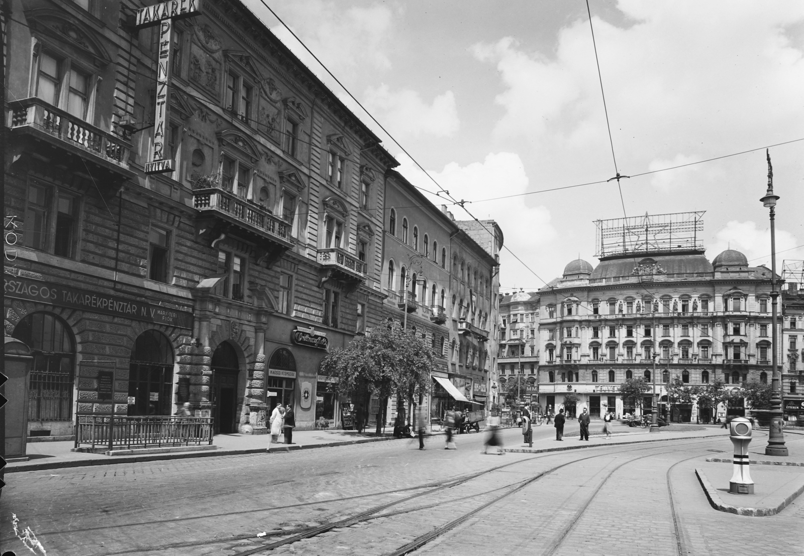 Hungary, Budapest V.,Budapest XIII., Nyugati (Marx) tér., 1953, UVATERV, Tatra T87, Budapest, rails, Fortepan #3975