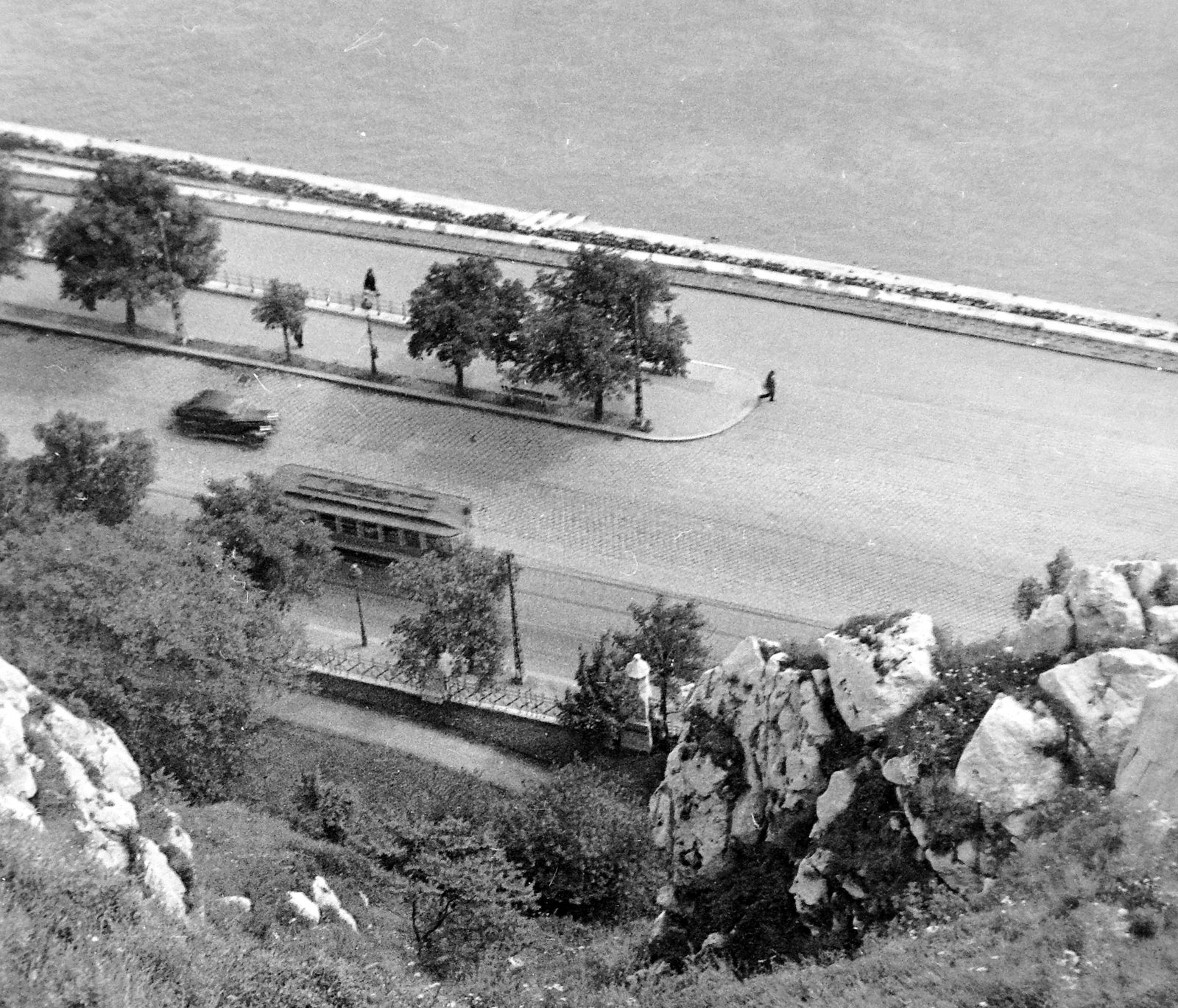 Magyarország, Budapest XI., villamosvonal a Gellért rakparton., 1944, Fortepan, villamos, látkép, Budapest, Fortepan #4013