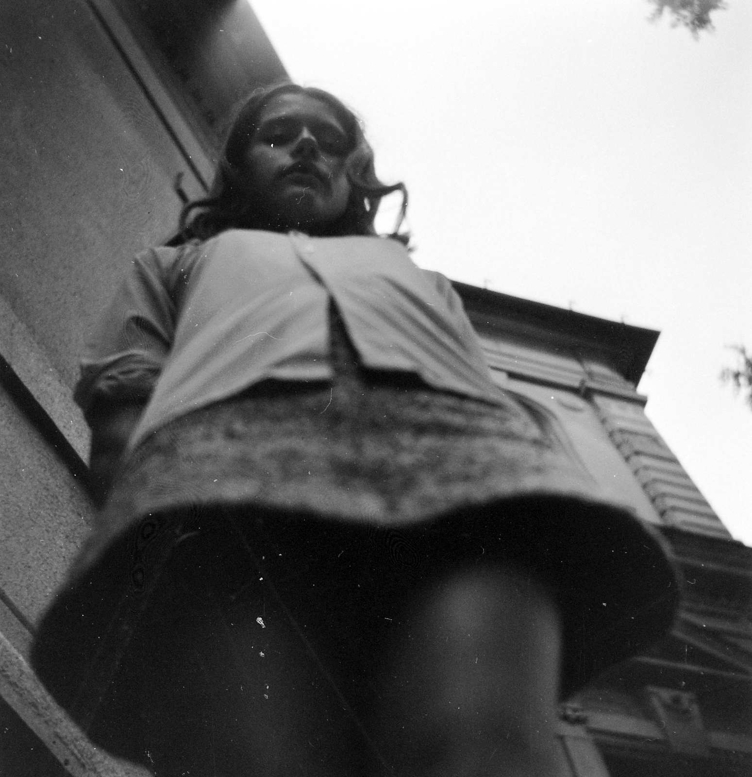 1975, Fortepan, erotica, enclosed balcony, bottom view, Fortepan #4018
