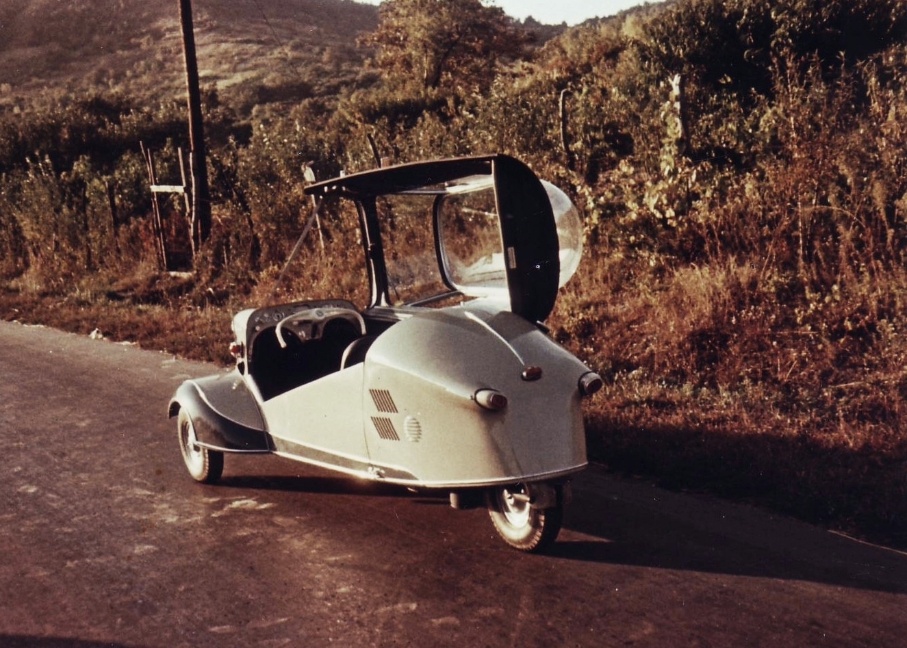 Hungary, Messerschmitt Kabinenroller., 1956, Négyesi Pál, colorful, German brand, Messerschmitt-brand, Fortepan #40626