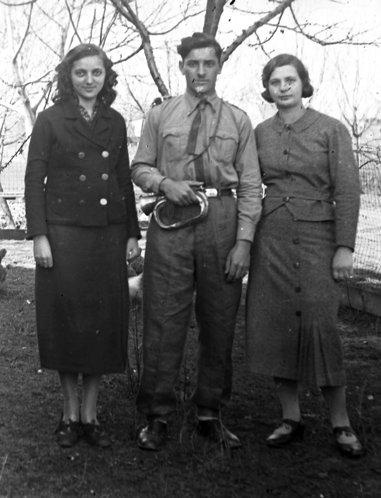 1935, Simon Tibor, uniform, tableau, women, man, horn, Fortepan #40651
