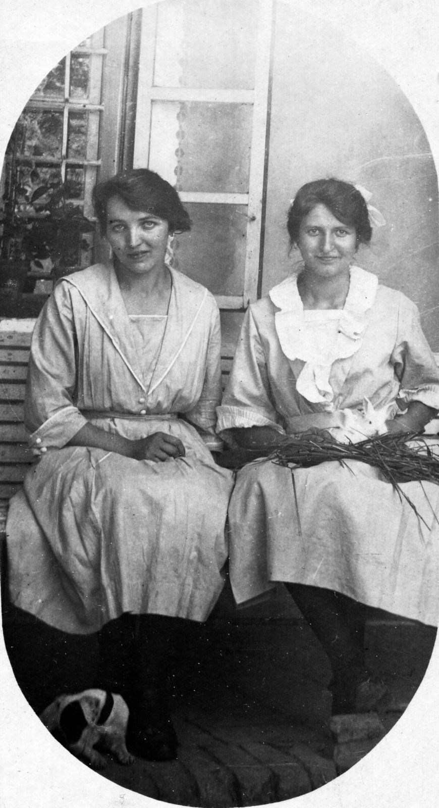 1921, Kafka Éva, dog, women, double portrait, Fortepan #40760