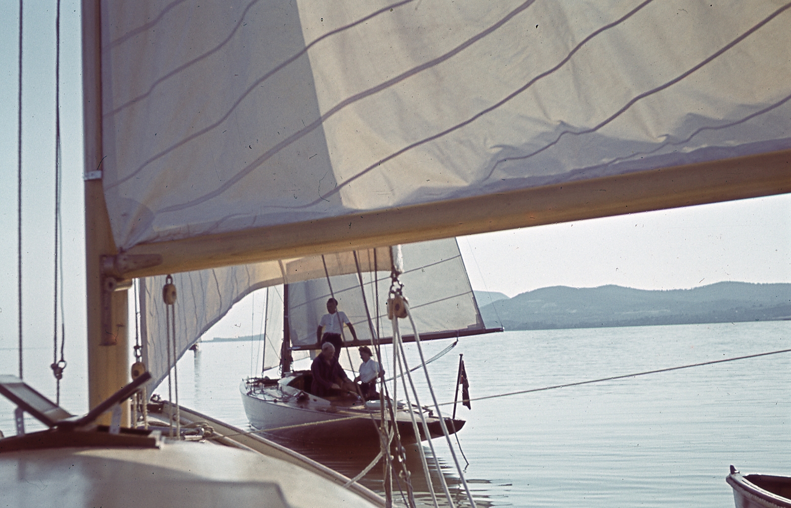 Hungary,Lake Balaton, 30-as cirkáló egy 50-es cirkálóról nézve., 1940, Ember Károly dr., colorful, cruiser, Fortepan #40799