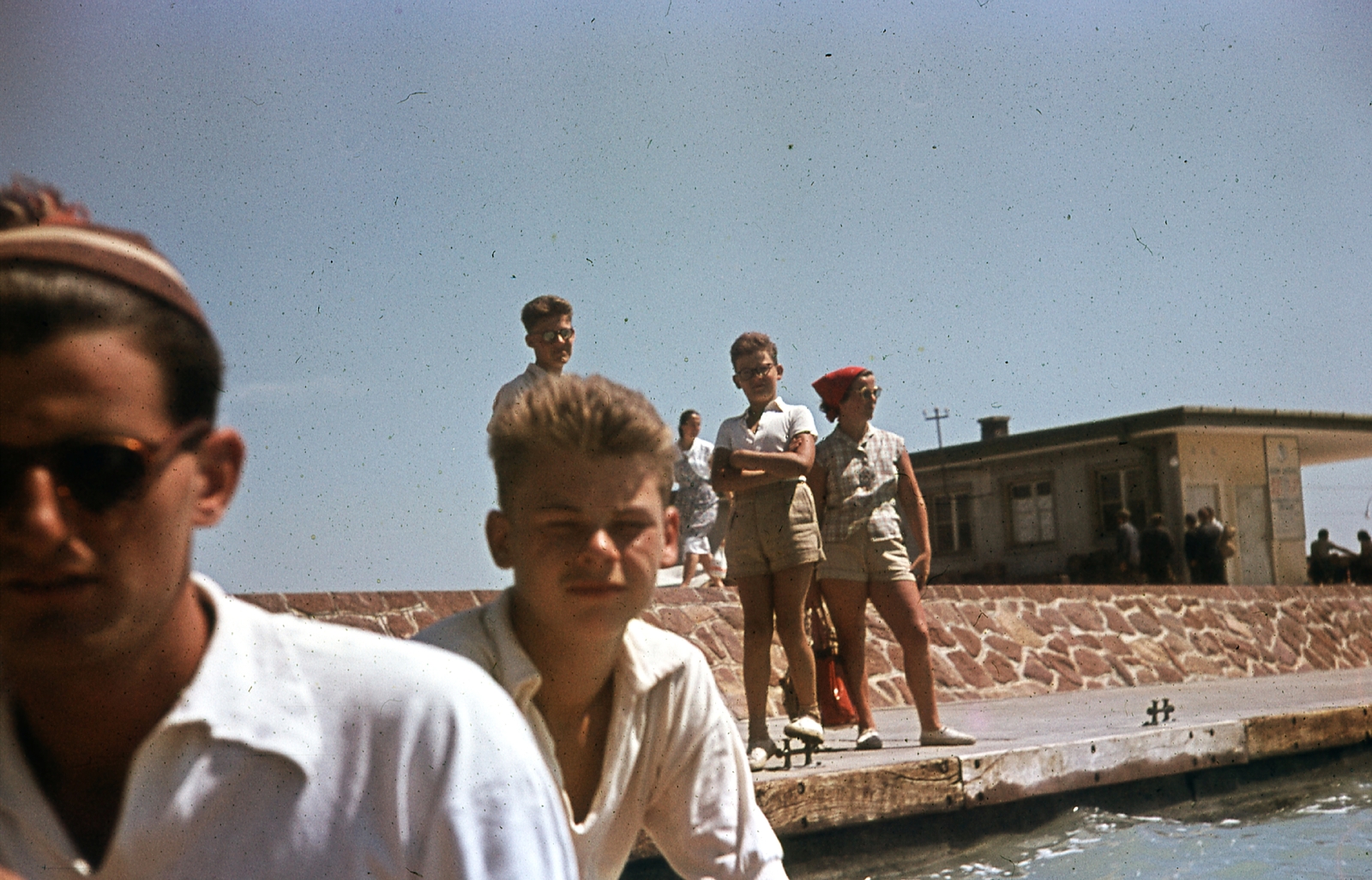 Hungary, Balatonfüred, kikötő., 1952, Ember Károly dr., colorful, shorts, summer, port, Fortepan #40847