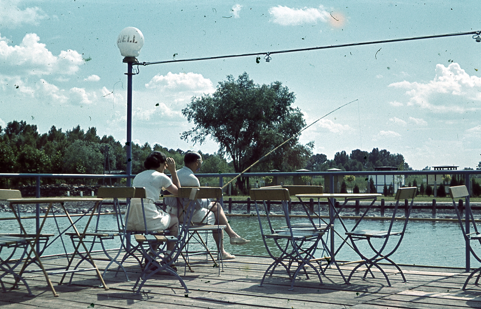 Hungary,Lake Balaton, Siófok, MAC klubház terasza., 1943, Ember Károly dr., colorful, Fortepan #40850