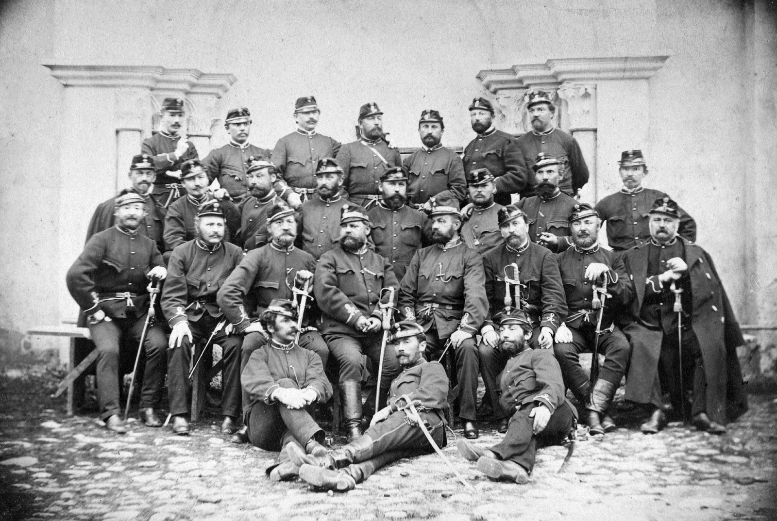 1900, SK, uniform, tableau, men, soldier, sword, Fortepan #40906