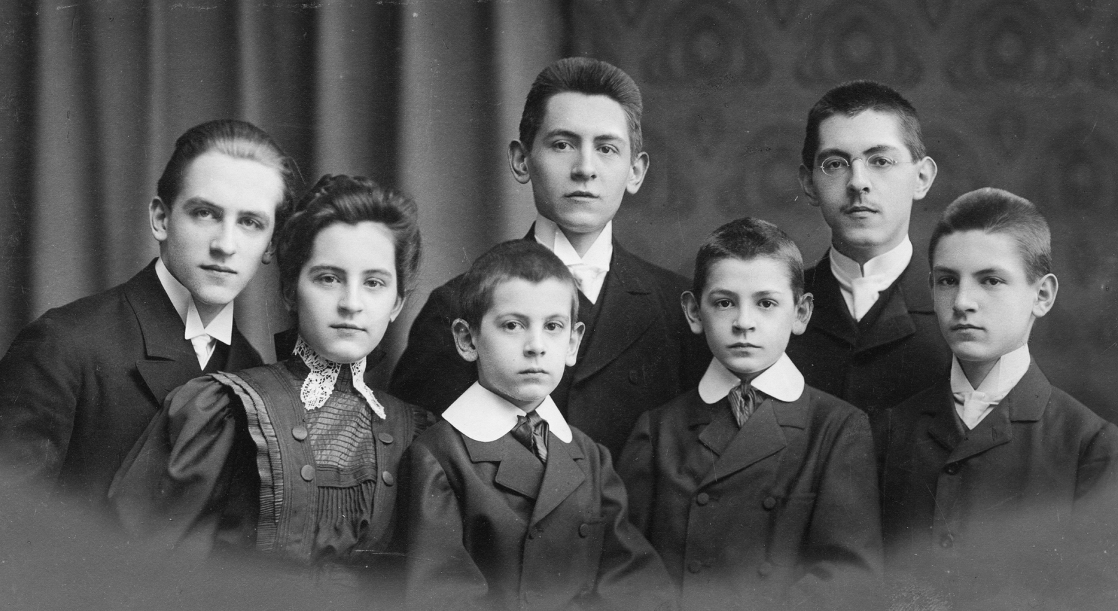 1915, SK, family, tableau, studio, brothers, Fortepan #40937