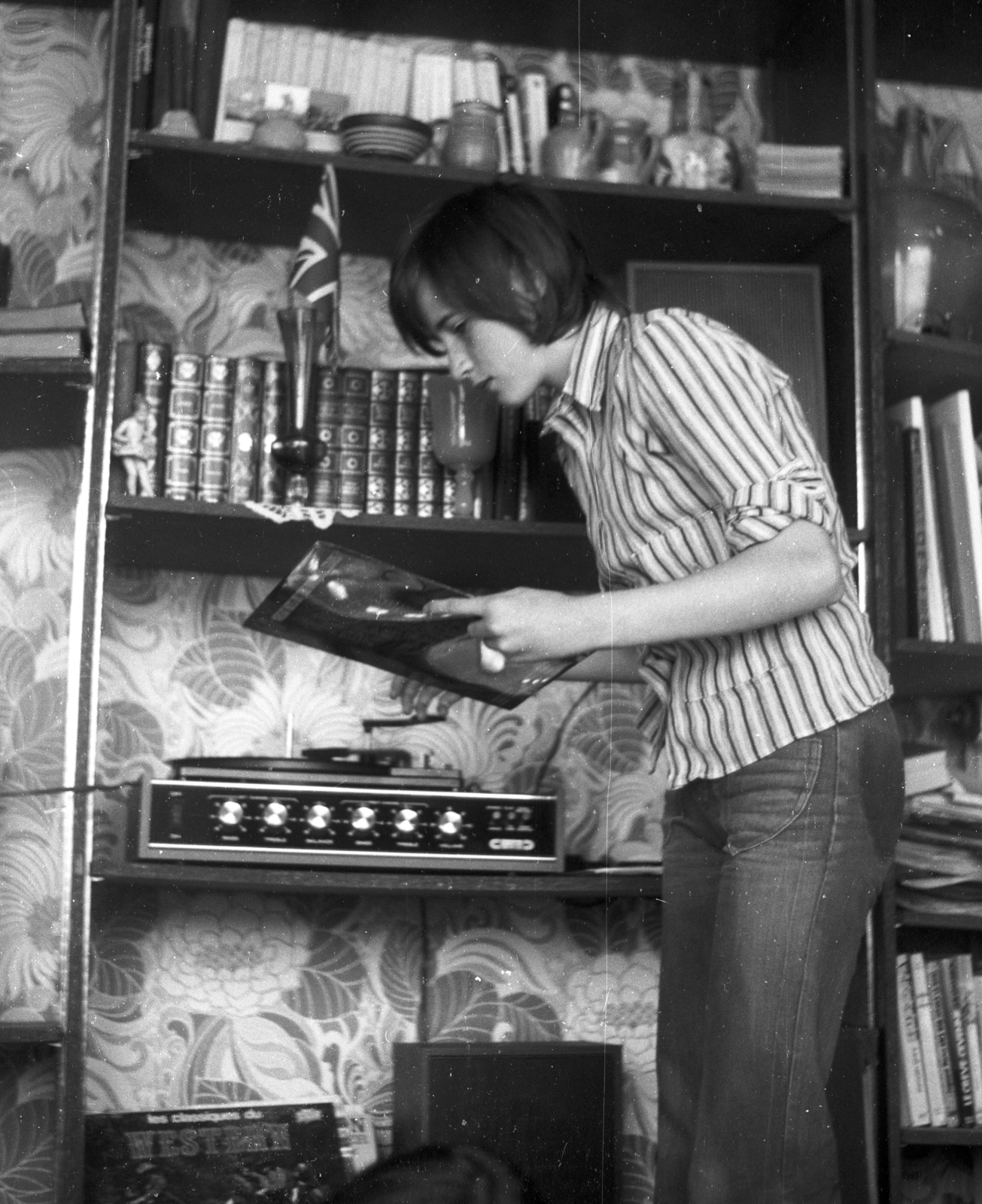 1975, Fortepan, book, turntable, Fortepan #41053