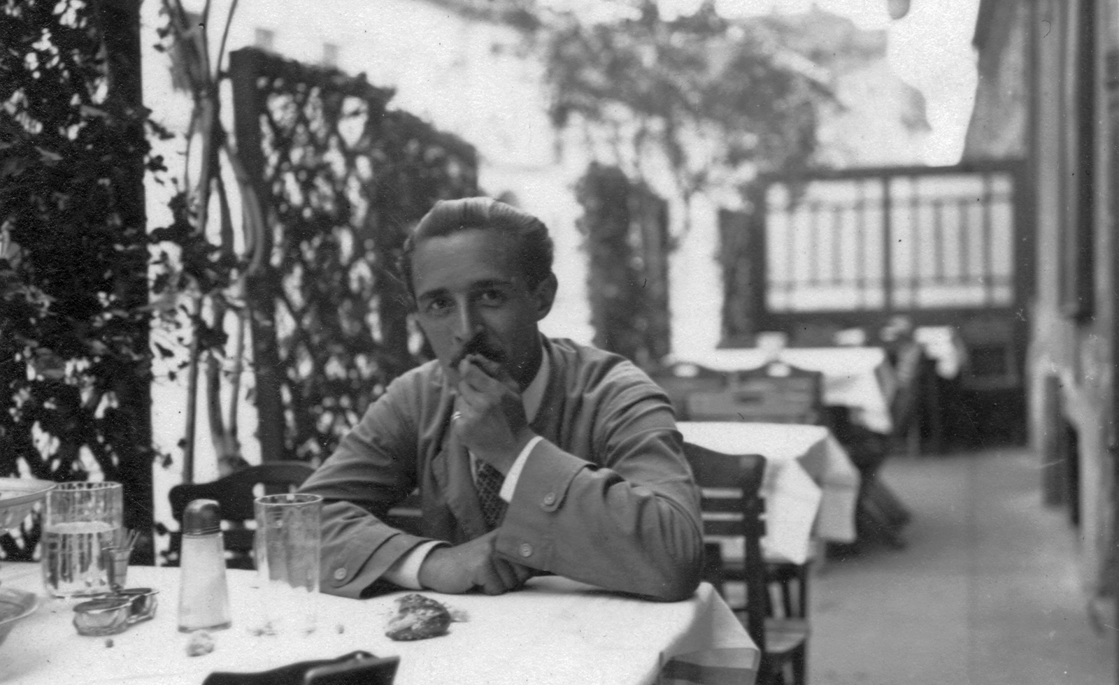 1935, Székelyi Péter, hospitality, smoking, moustache, drinking, man, Fortepan #41465