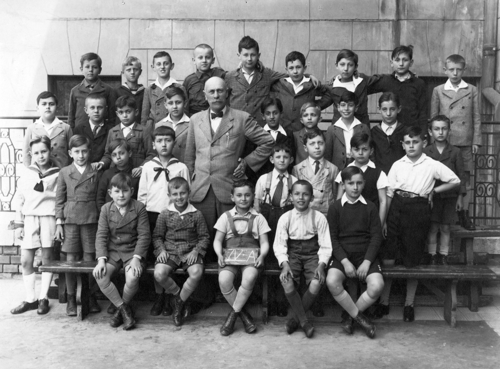 1929, Csermely Károly, yard, class photo, teacher, Fortepan #41654