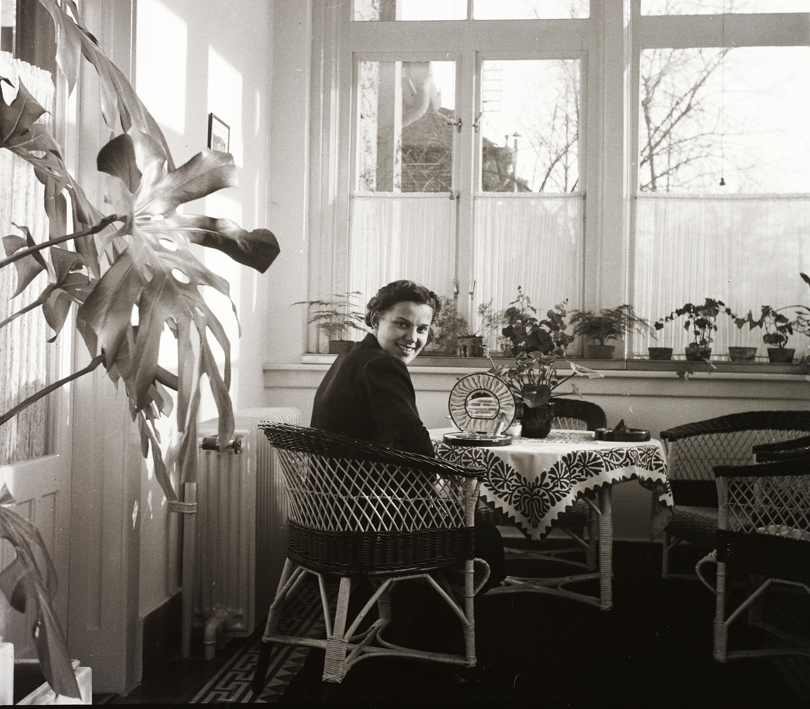 1935, Korbuly, fonott szék, télikert, visszanézés, Fortepan #4172