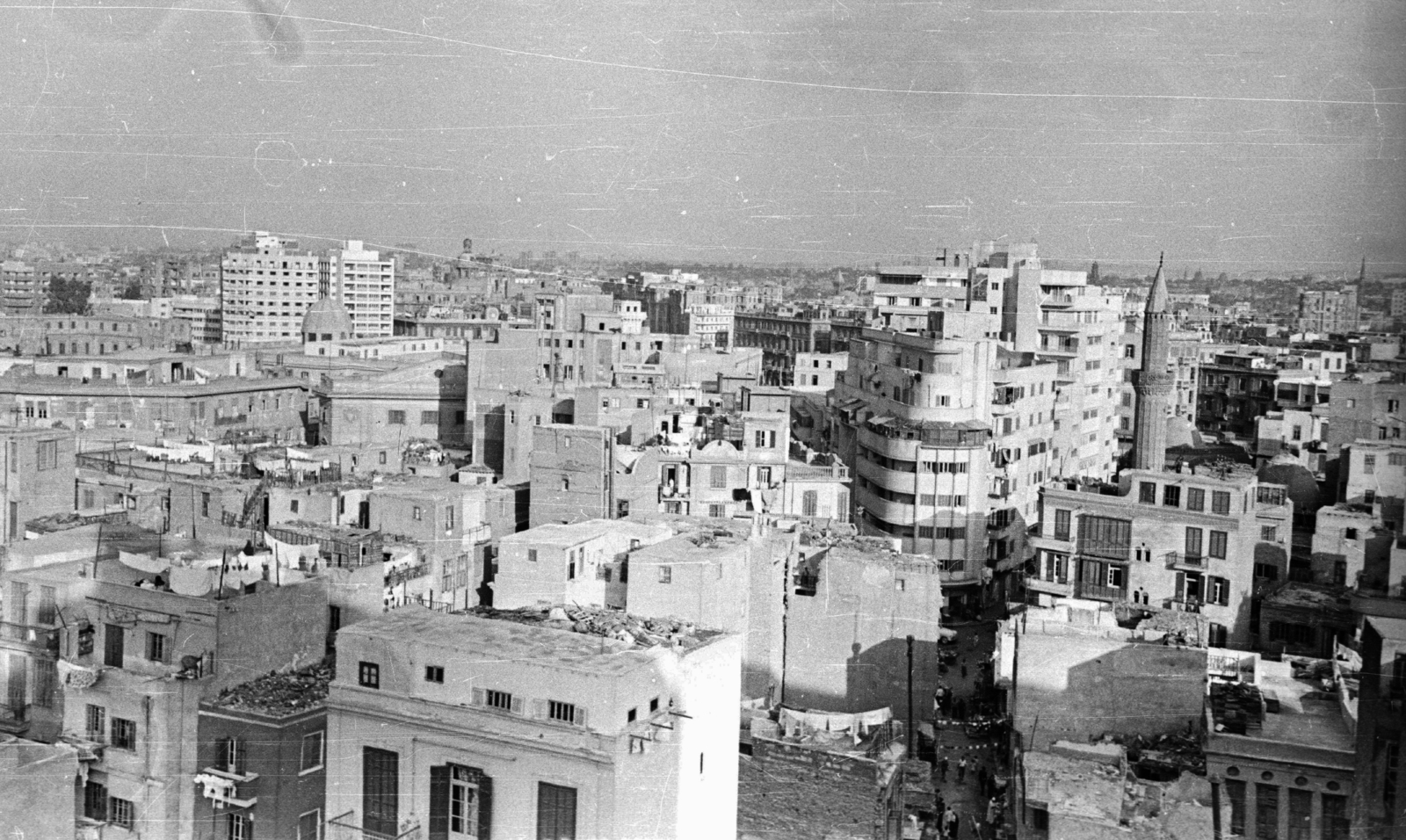 Egypt, Cairo, látkép az El-Gomhoreya út felől, szemben az Al Dabtya és Al Ashmawi utcák elágazása., 1961, MZSL/Ofner Károly, bird's eye view, Fortepan #41897