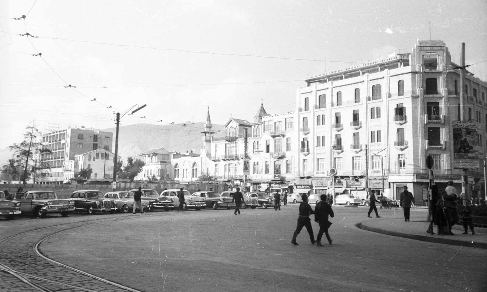 Szíria, Damaszkusz, Marjeh tér., 1965, MZSL/Ofner Károly, minaret, Fortepan #41934