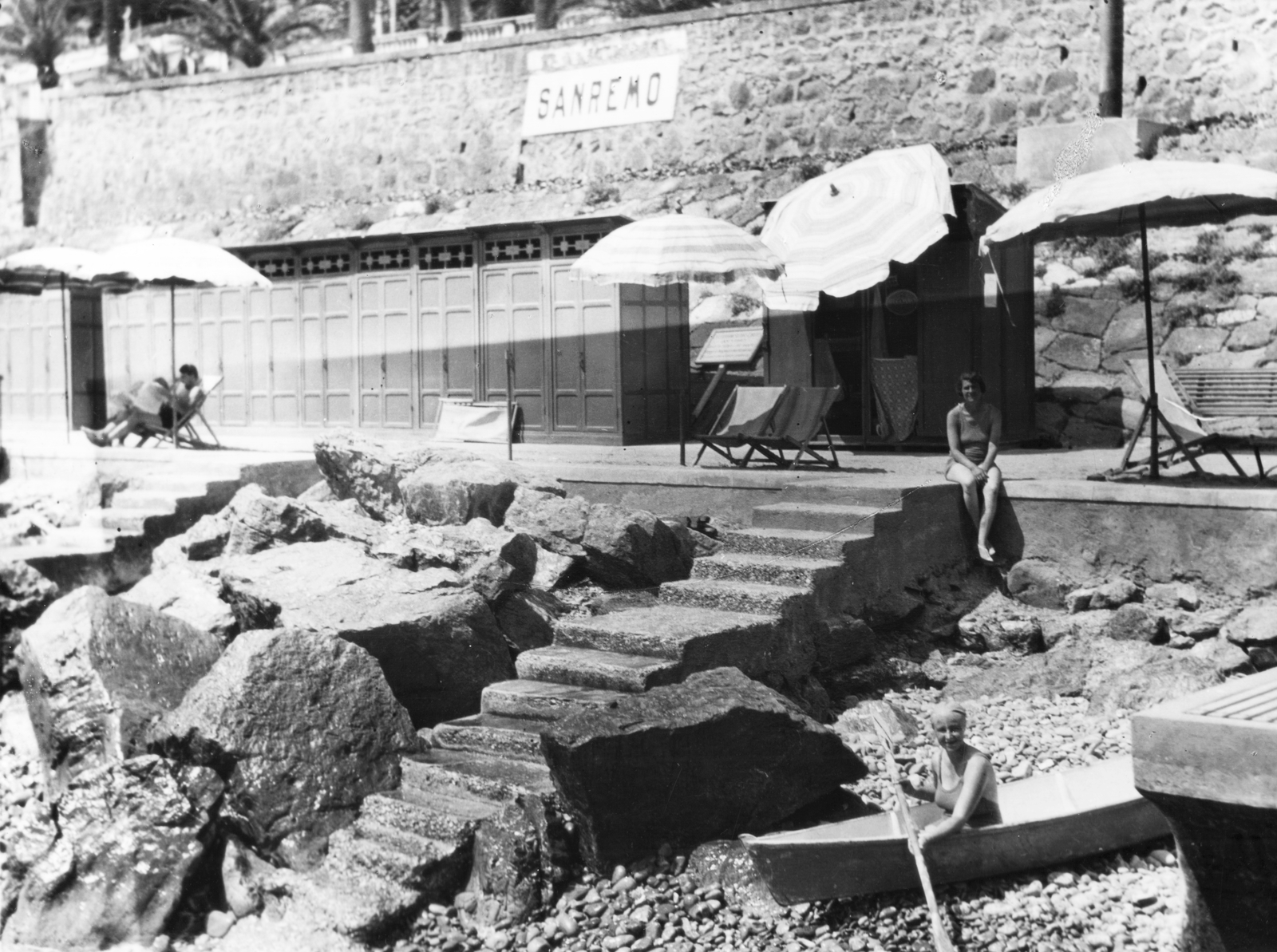 Italy, San Remo, Strand., 1934, MZSL/Ofner Károly, Fortepan #42163