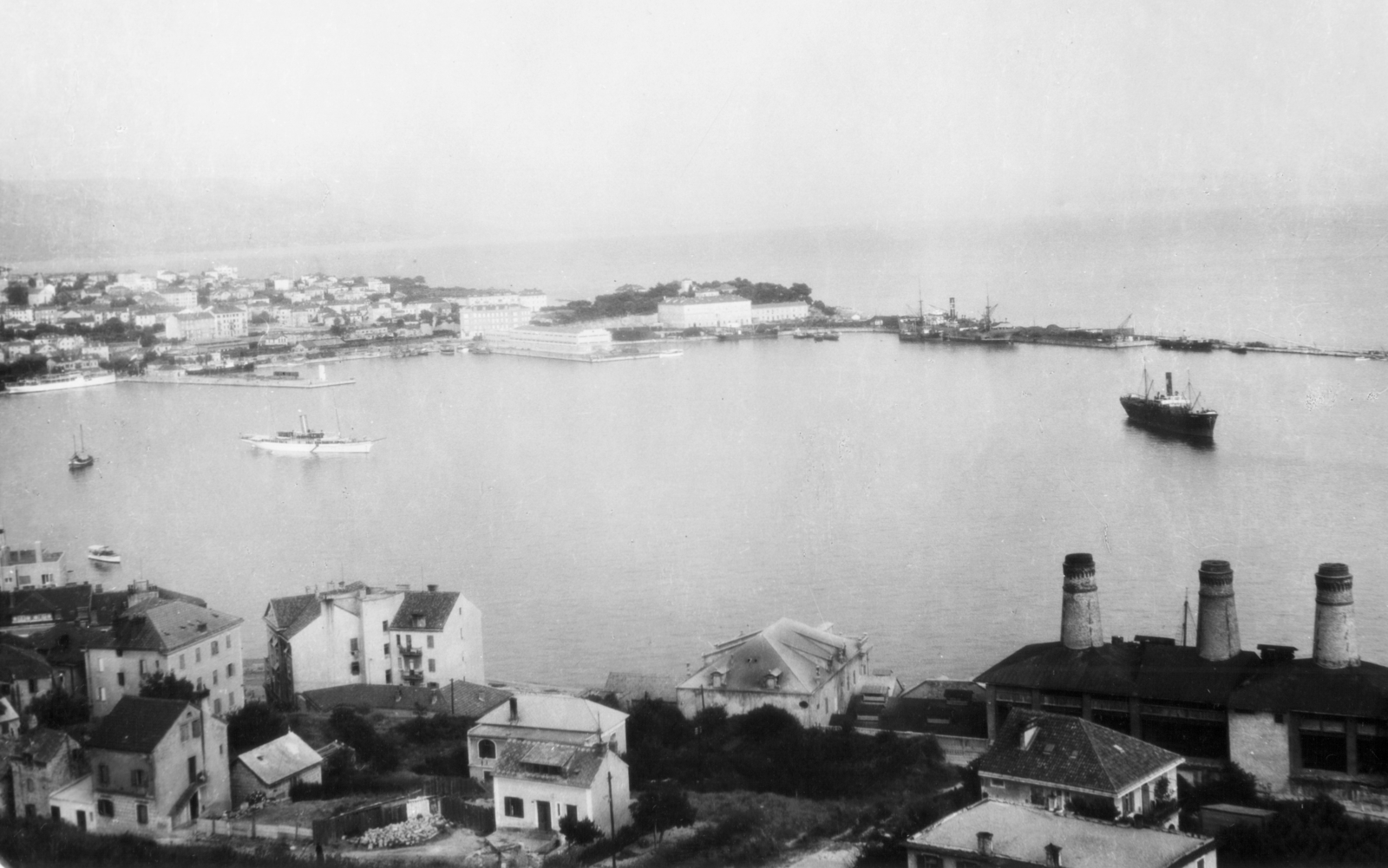 Croatia,Adriatic Sea, Split, kikötő., 1937, MZSL/Ofner Károly, ship, picture, chimney, port, Fortepan #42242