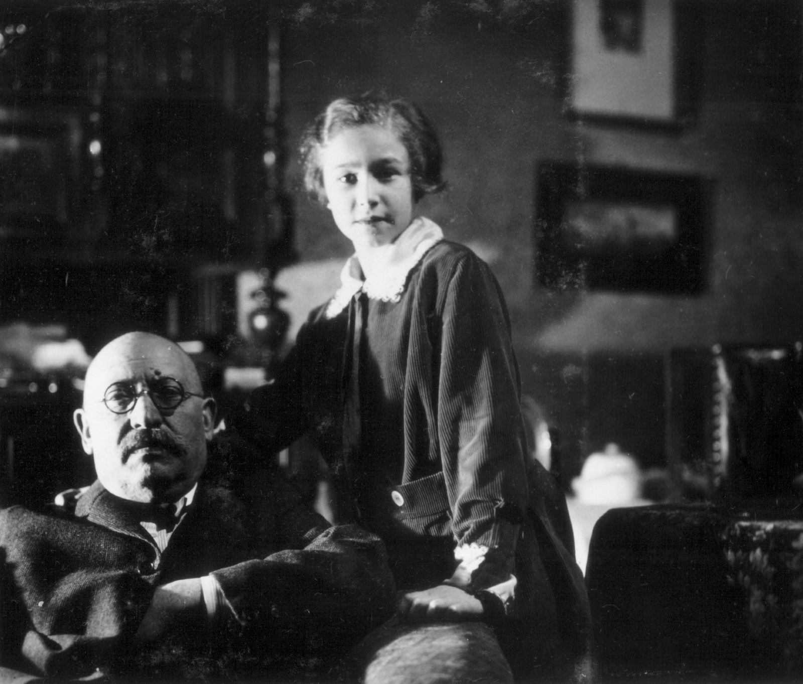 1930, MZSL/Ofner Károly, glasses, man, girl, double portrait, Fortepan #42323