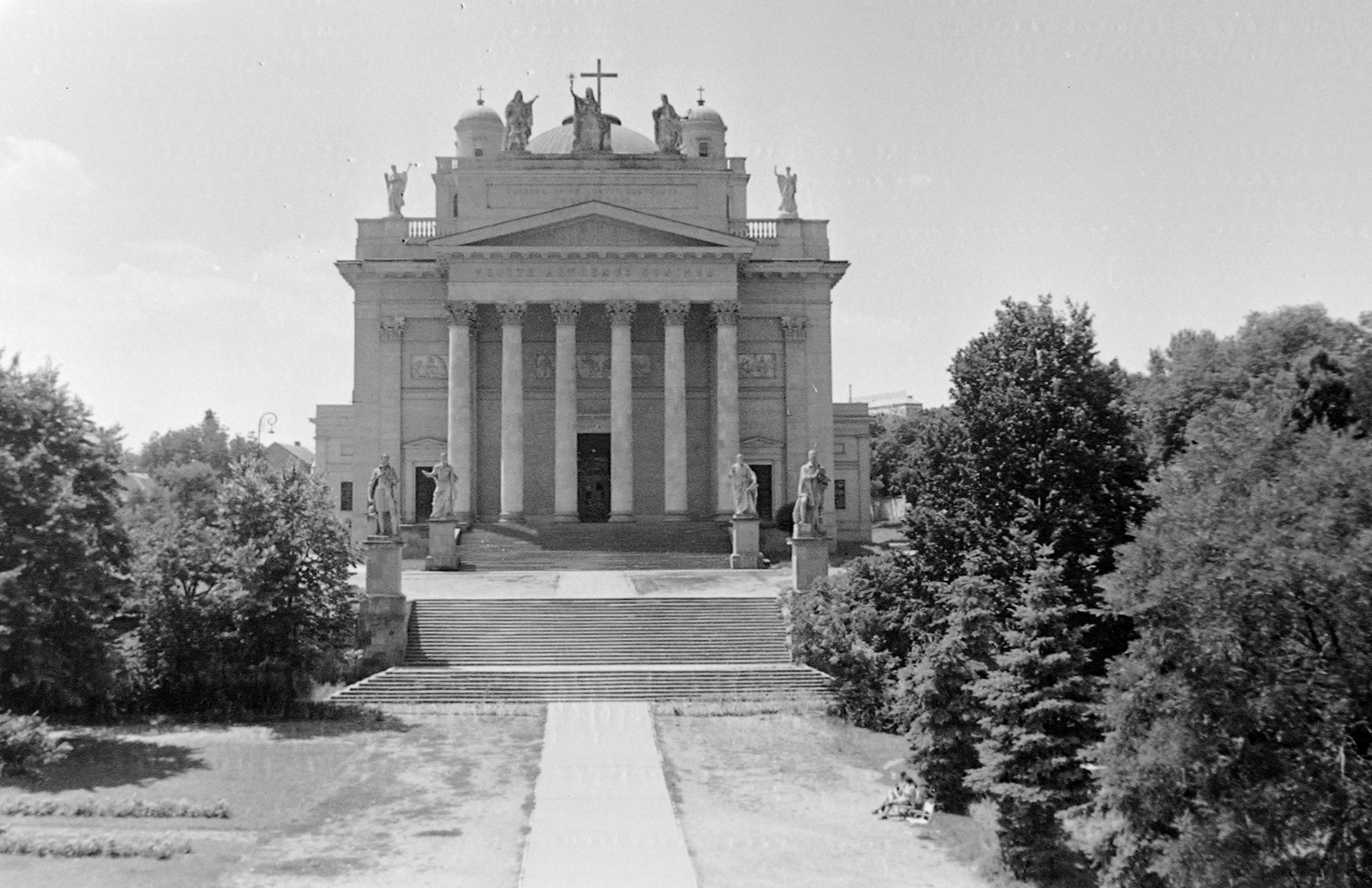 Hungary, Eger, Főszékesegyház., 1940, Fortepan, basilica, Classicism, Cathedral, József Hild-design, bell tower, Fortepan #4246