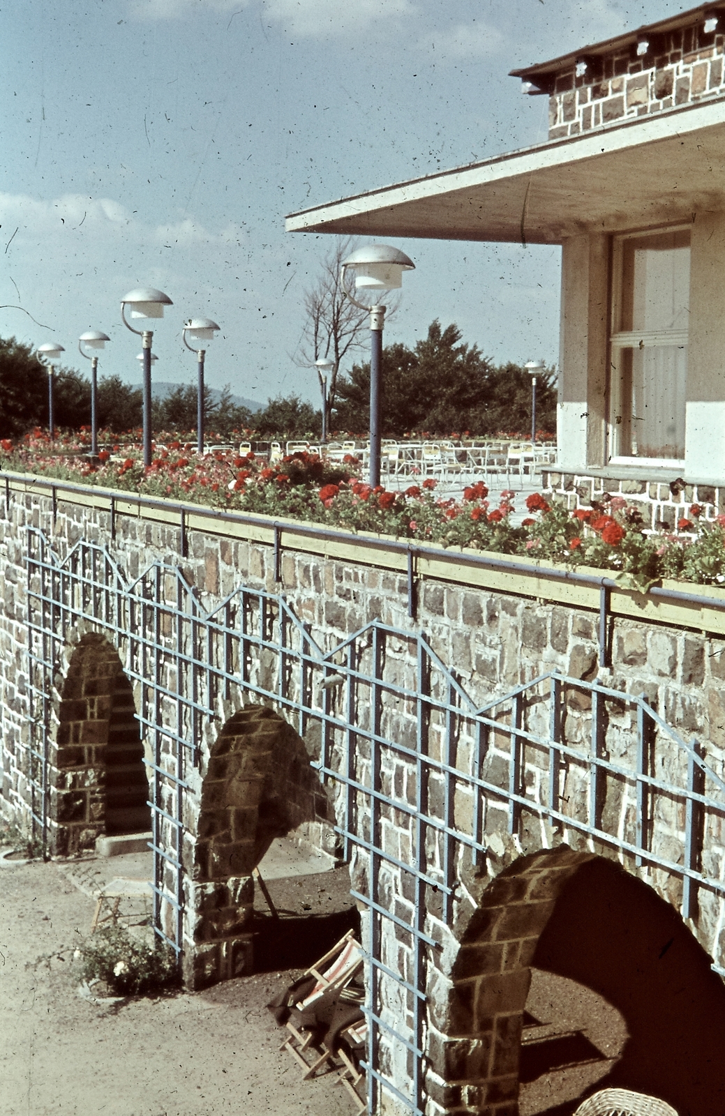 Hungary, Galyatető, Mátraszentimre, Nagyszálló, terasz., 1943, Konok Tamás id, colorful, hotel, terrace, Károly Puskás-design, György Uray-design, Fortepan #42557