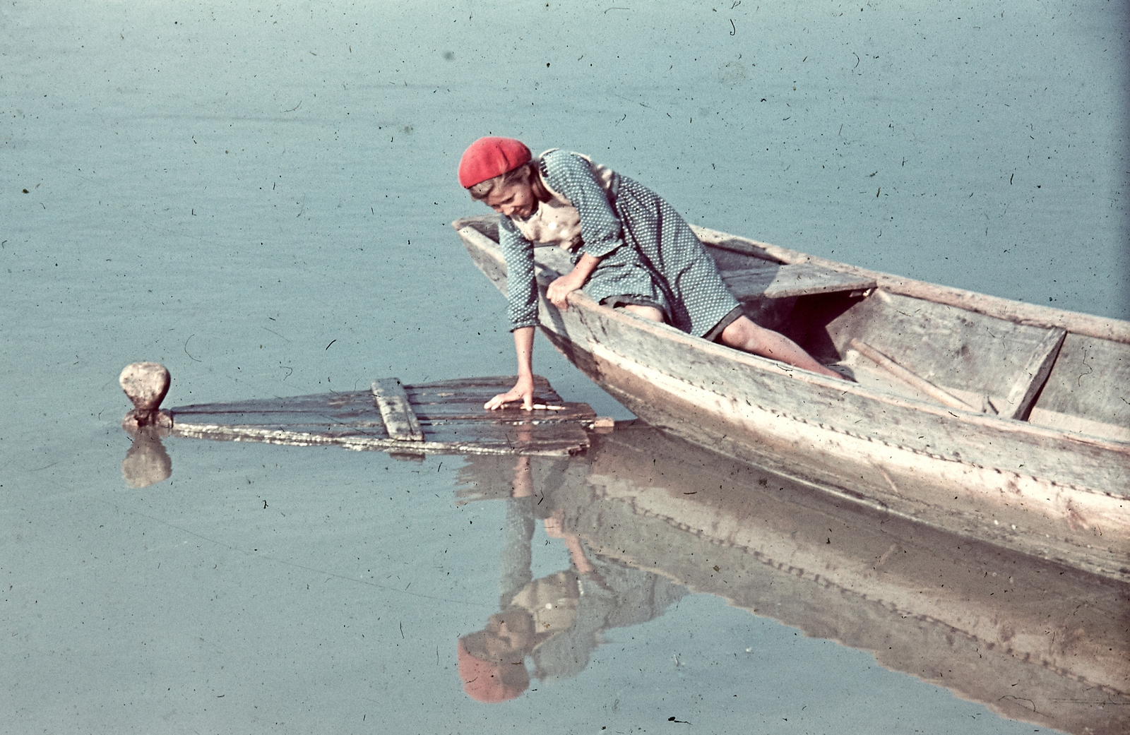 1939, Konok Tamás id, reflection, colorful, boat, woman, Fortepan #42571