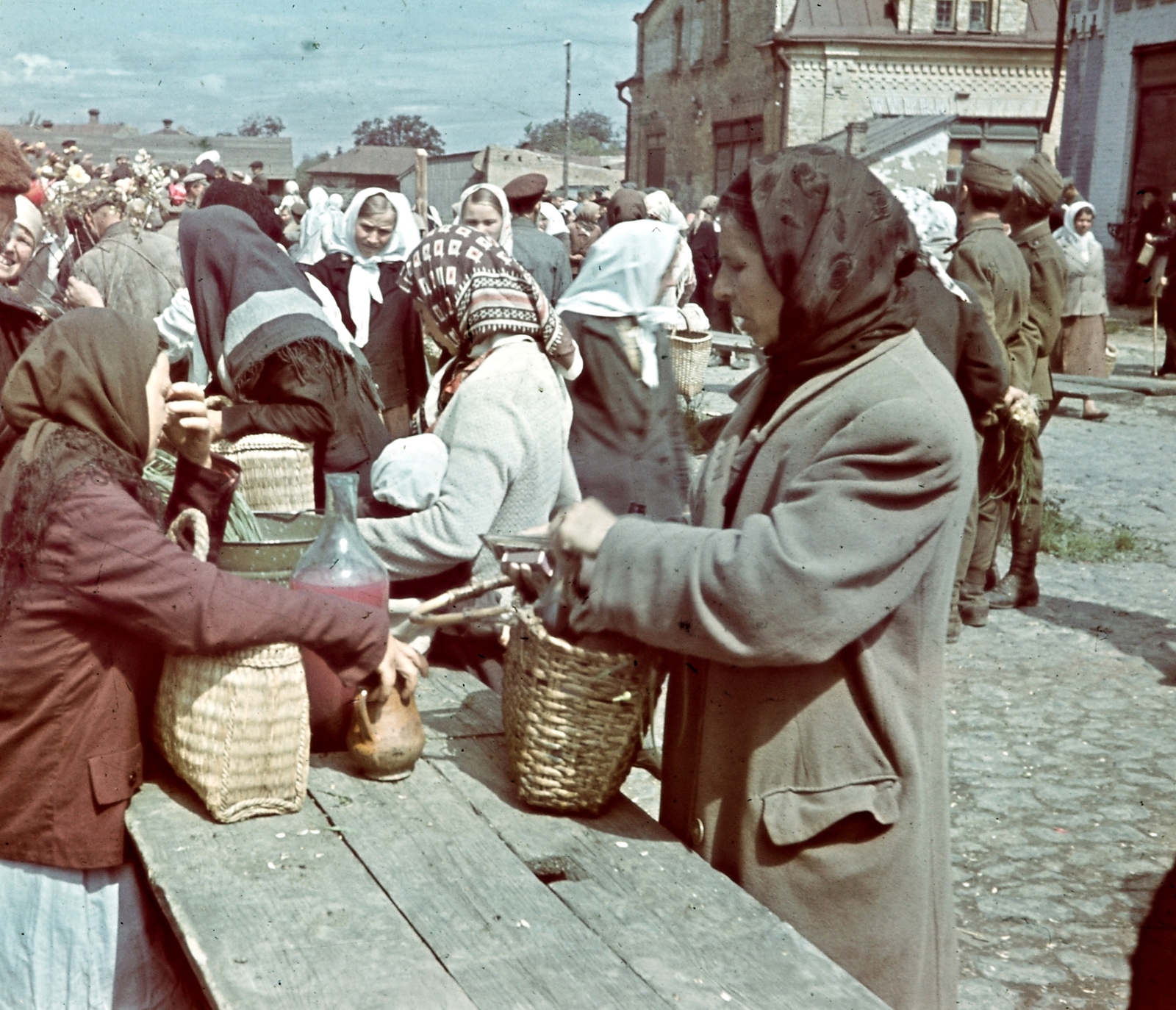 1942, Konok Tamás id, színes, piac, gyékényszatyor, Fortepan #42632