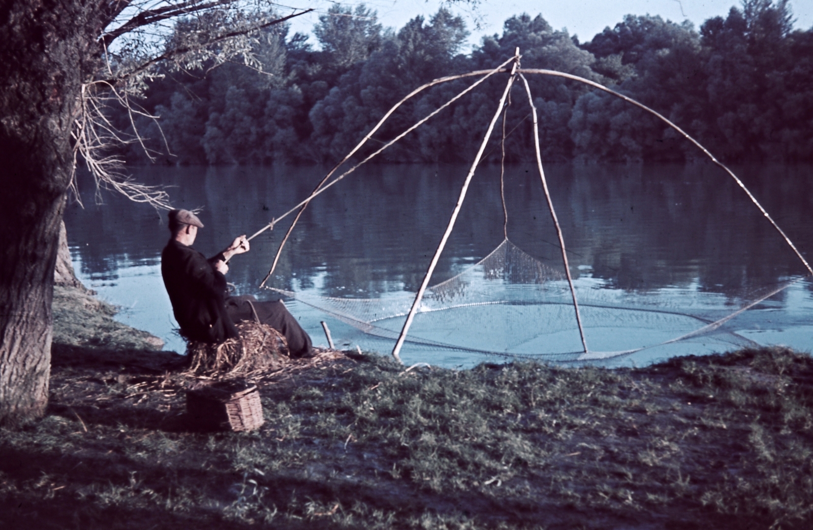 1943, Konok Tamás id, colorful, fishing, fishing net, extinct crafts, Fortepan #42670