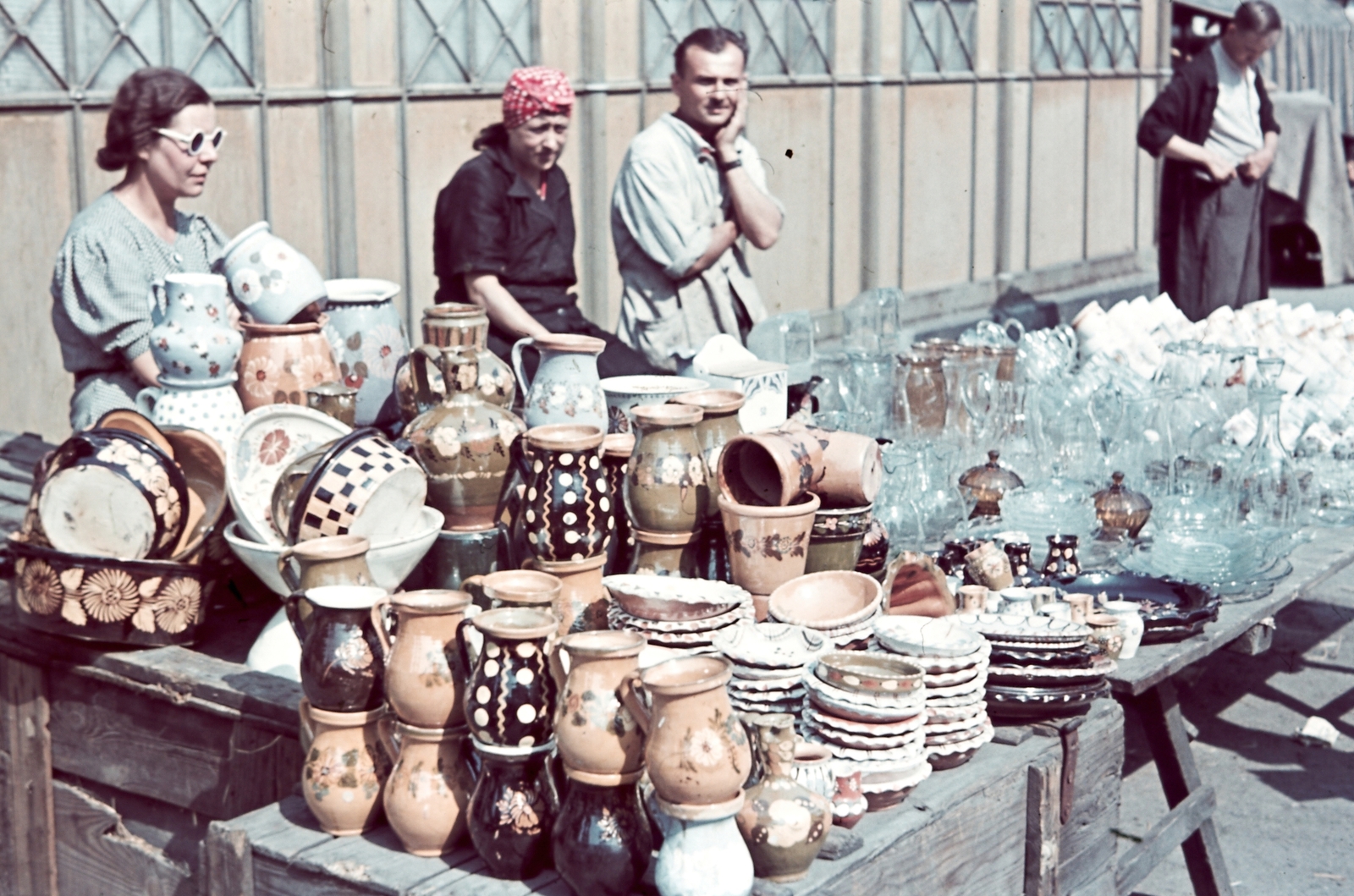 1939, Konok Tamás id, colorful, market, pottery, Fortepan #42729