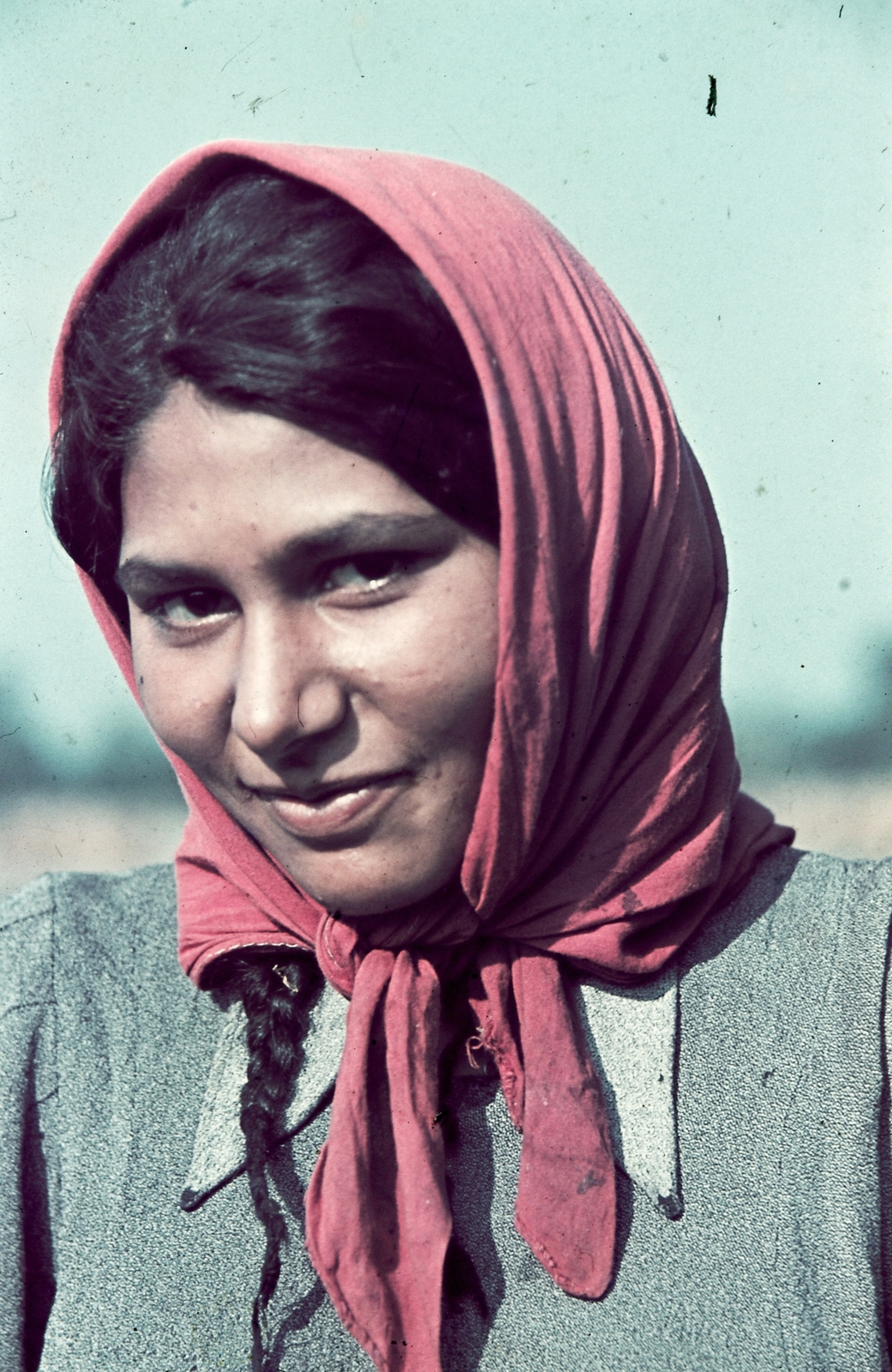 1939, Konok Tamás id, portrait, colorful, gypsy, headscarf, Fortepan #42761
