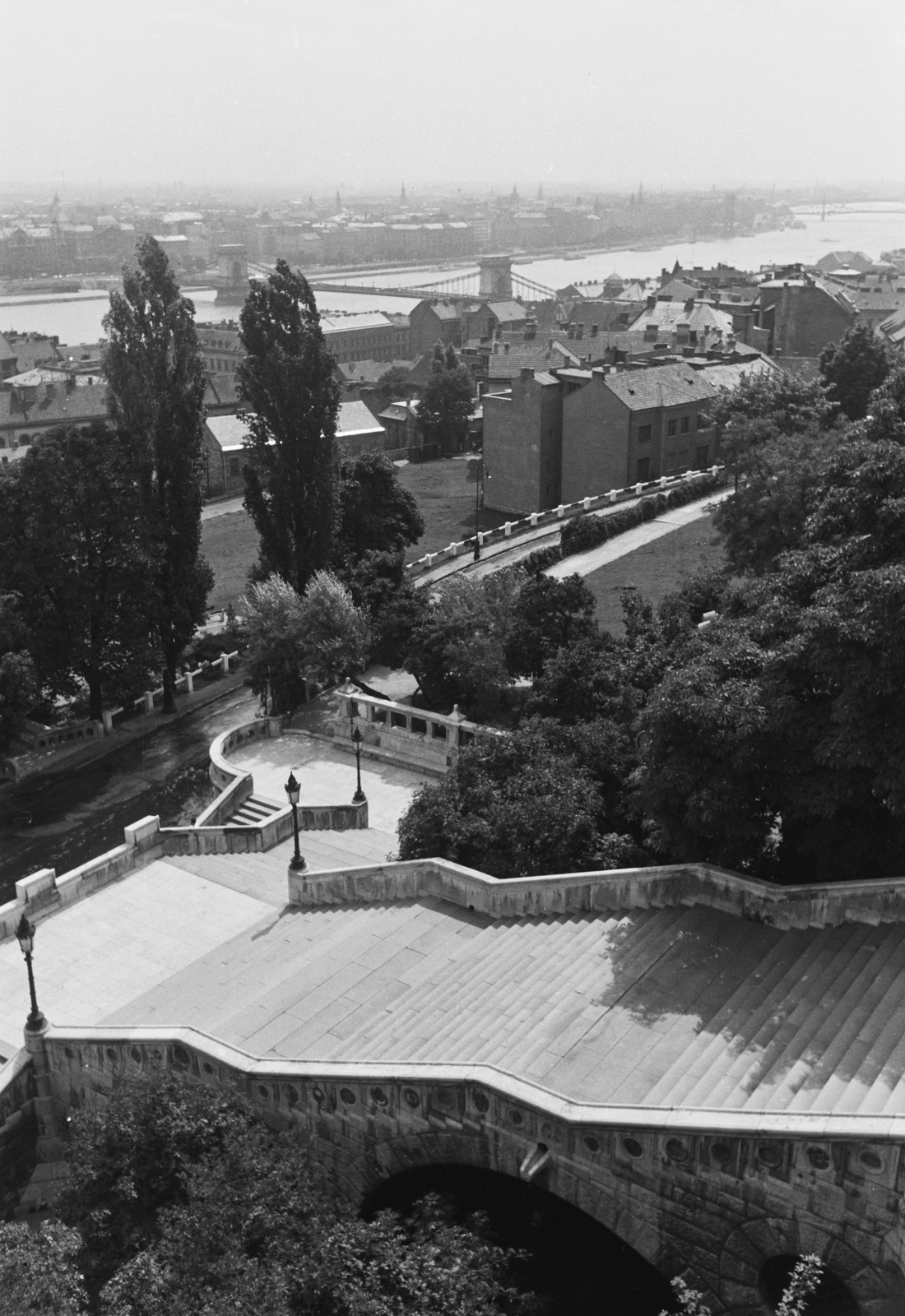 Magyarország, Halászbástya,budai Vár, Budapest I., Schulek lépcső., 1960, Konok Tamás id, lépcső, Schulek Frigyes-terv, Budapest, Fortepan #42813