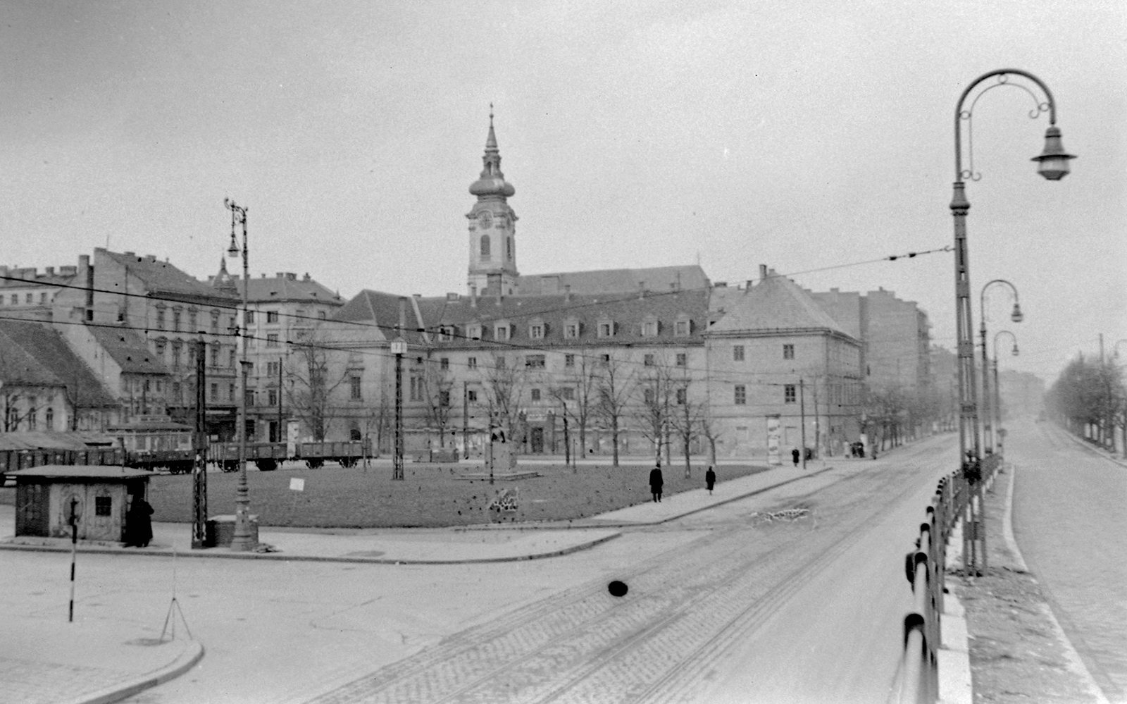 Hungary, Budapest I., Batthyány tér., 1952, Fortepan, railway, watch, street view, lamp post, Budapest, Fortepan #4307