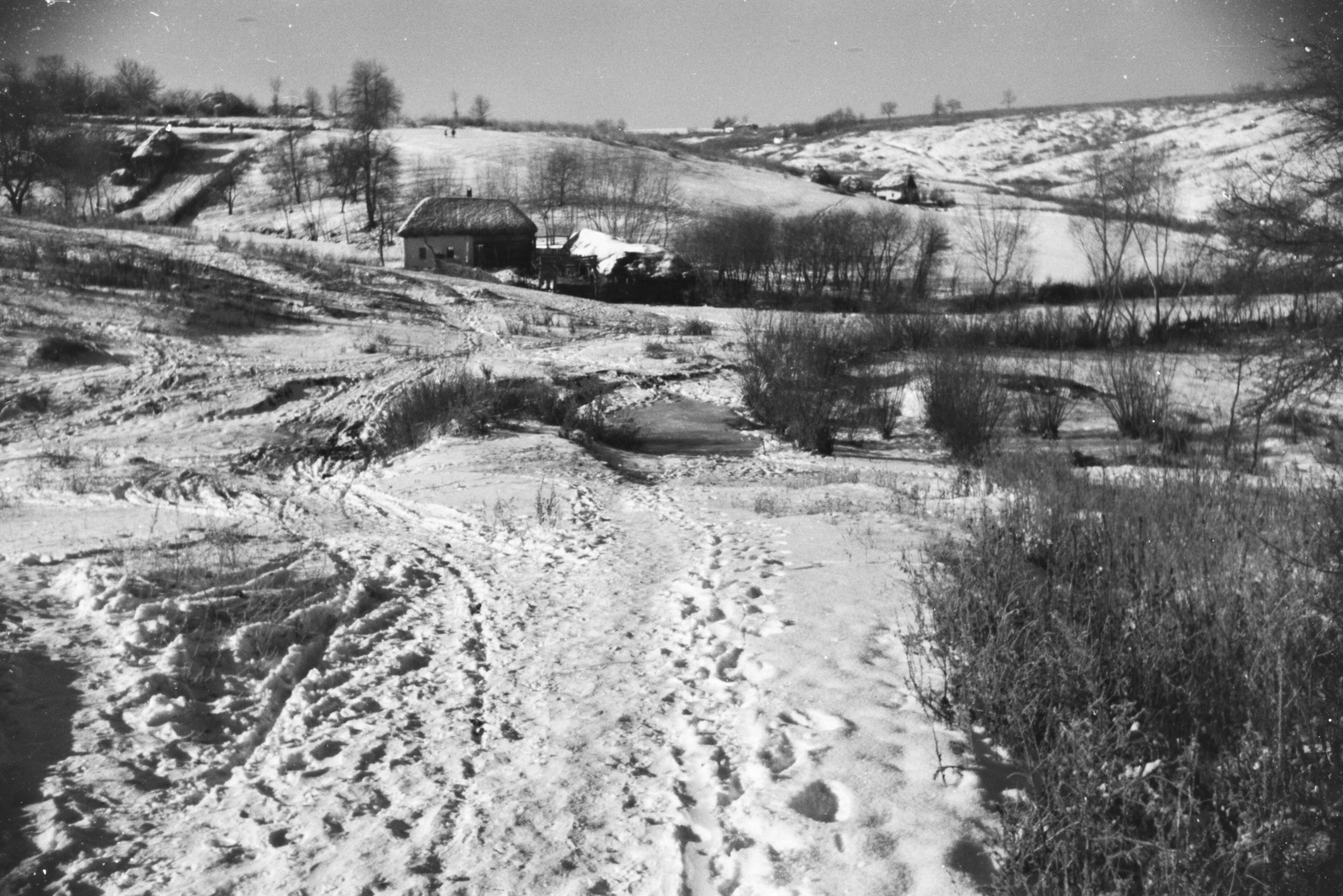 1942, Konok Tamás id, winter, snow, farm, Fortepan #43190