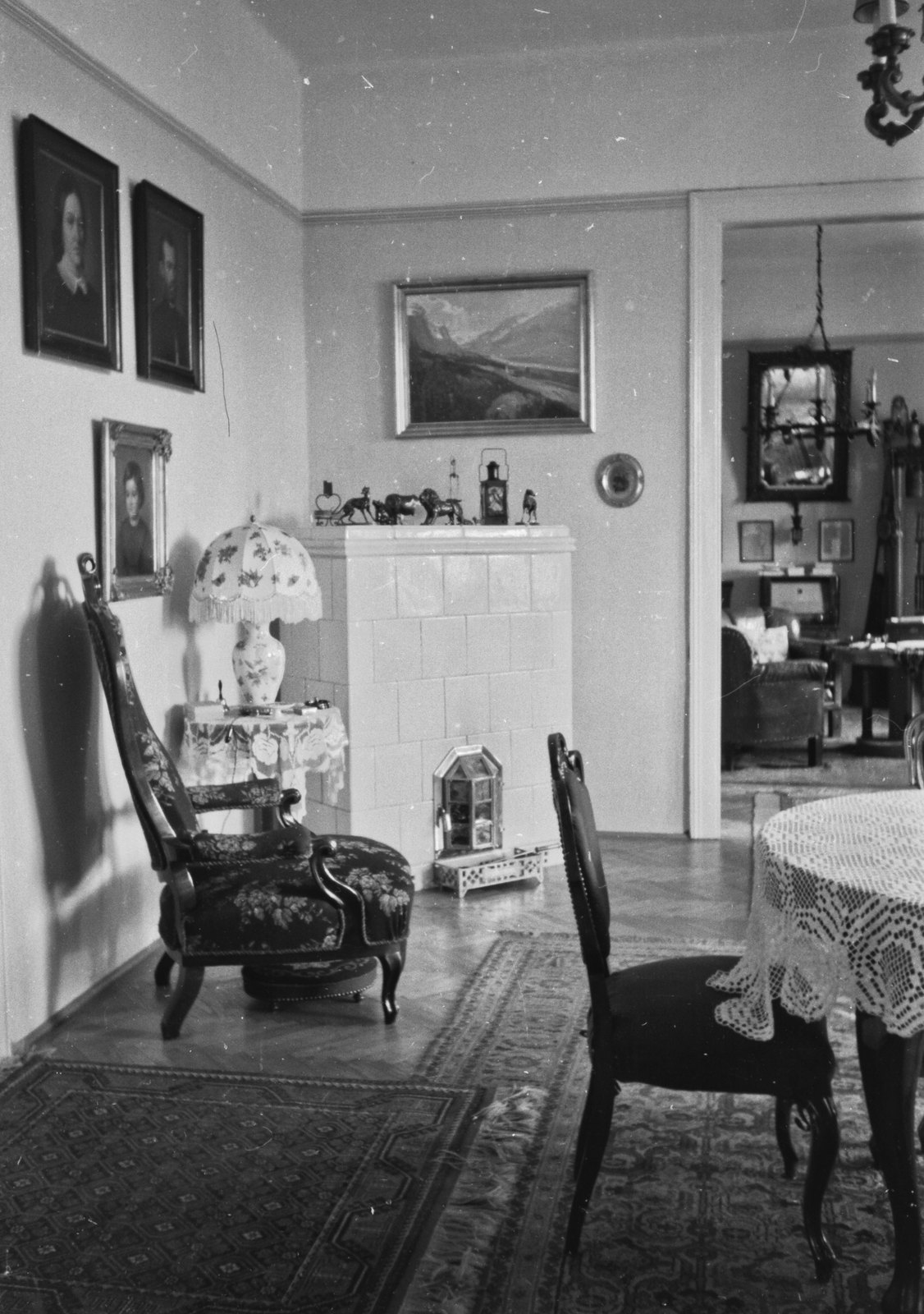 1939, Konok Tamás id, cserépkályha, enteriőr, Fortepan #43224