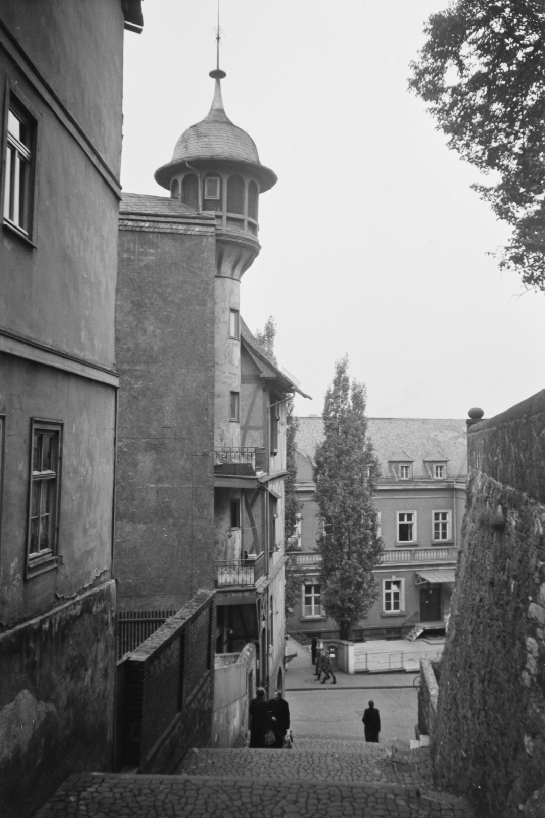 Germany, Wetzlar, lépcső a Dóm tér és a Hauser utca között., 1942, Konok Tamás id, cobblestones, Fortepan #43231