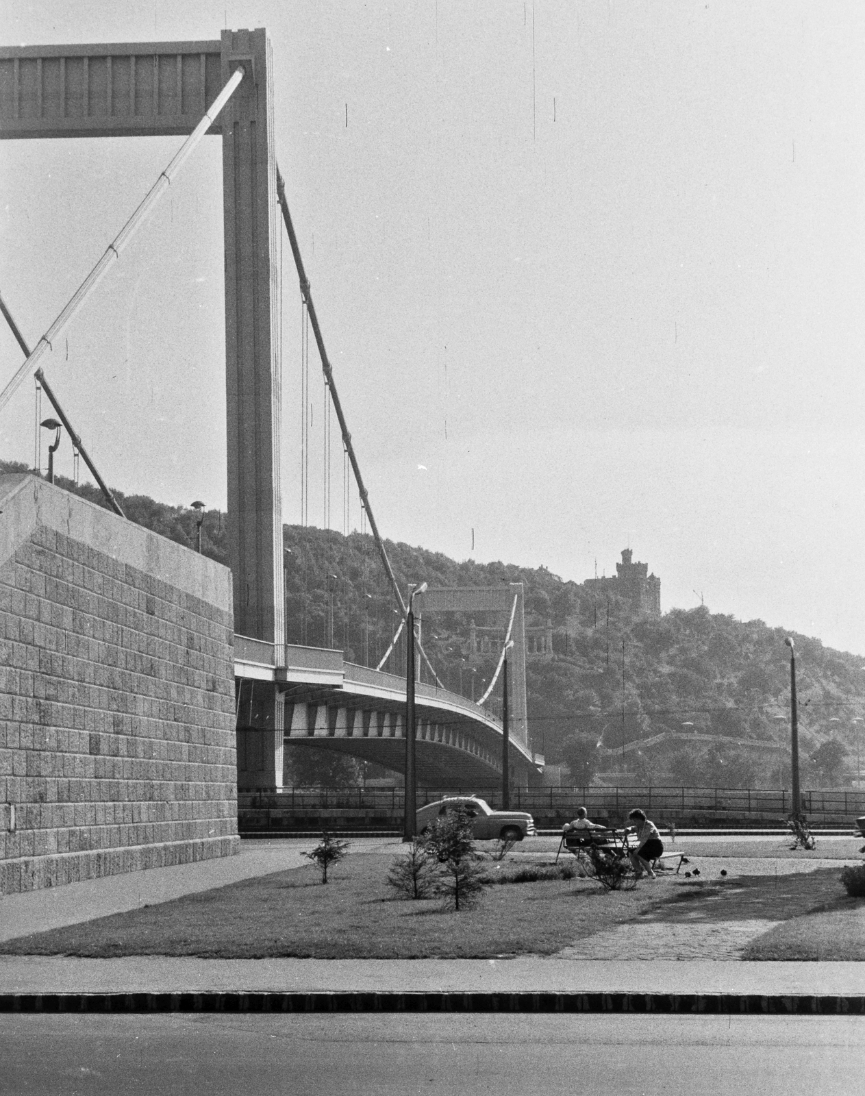 Hungary, Budapest V., Március 15. tér, Erzsébet híd., 1967, Konok Tamás id, Budapest, Fortepan #43362