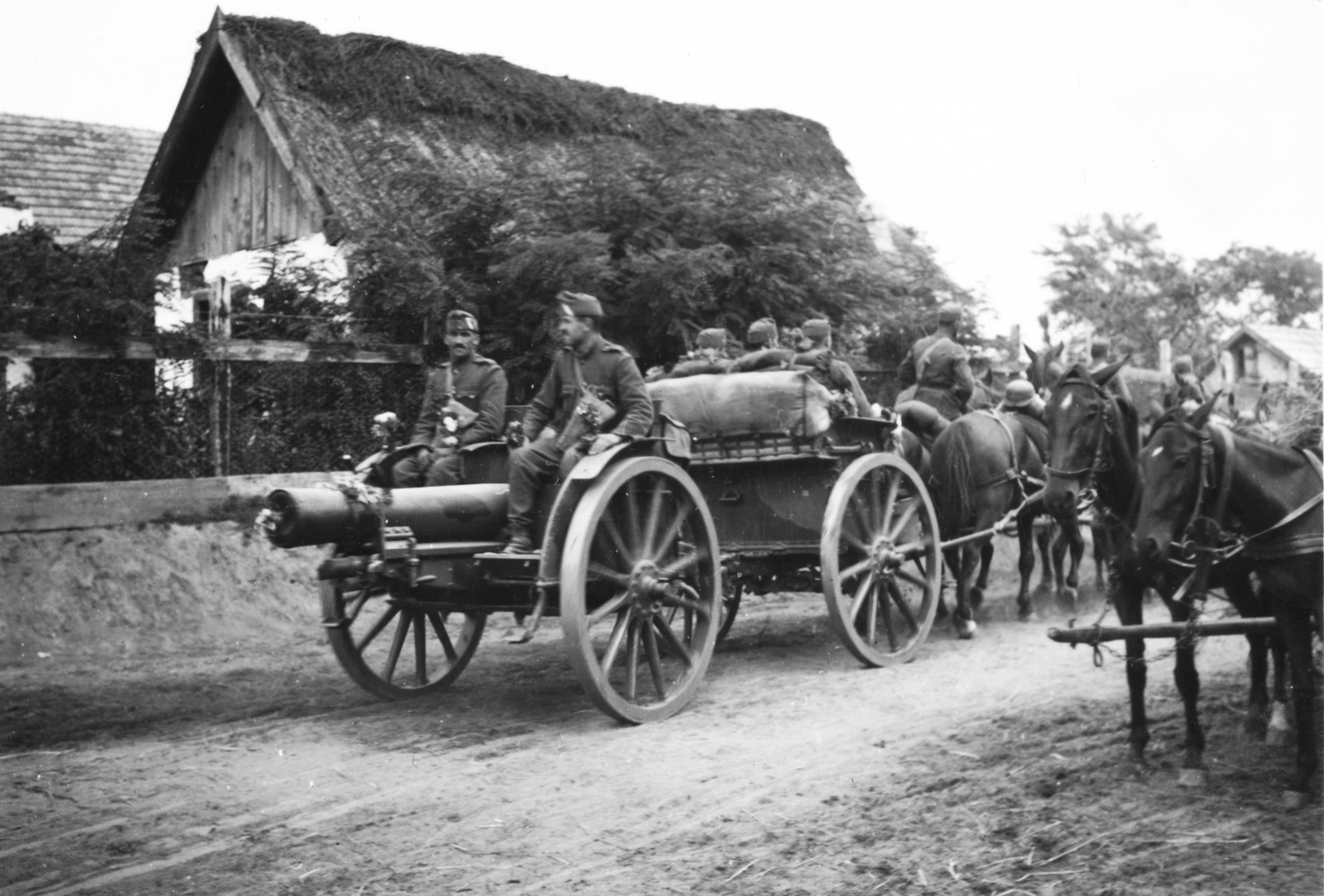 1940, Konok Tamás id, horse, chariot, military, cannon, Fortepan #43580
