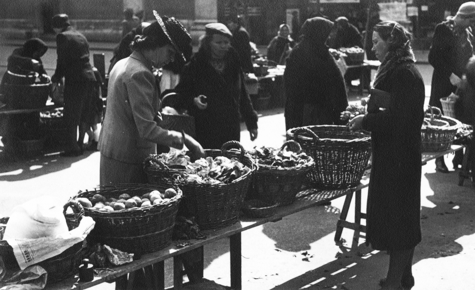 Hungary, Győr, Széchenyi tér, piac., 1950, Konok Tamás id, market, costermonger, Fortepan #43682