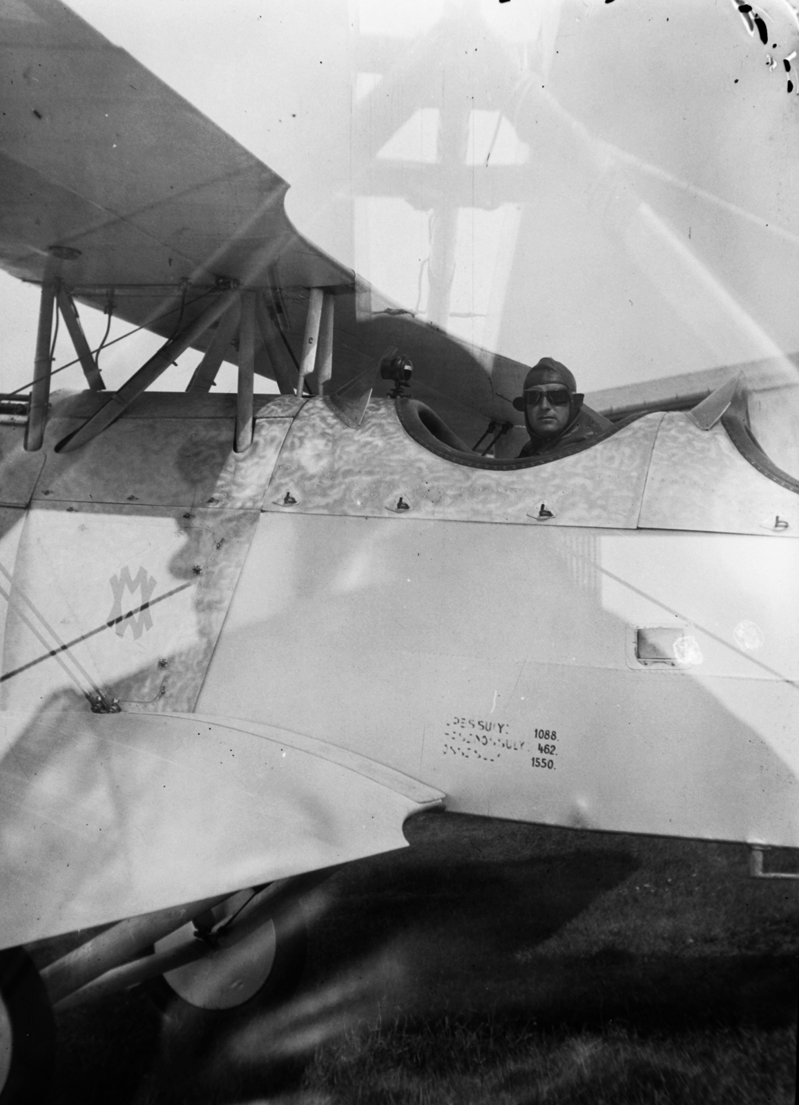 Hungary, Szeged, a Légyügyi Hivatal kiképző bázisa, id. Konok Tamás a gépben (Weiss-Manfréd Heinkel HD-22 gyakorló repülőgép)., 1926, Konok Tamás id, transport, Hungarian brand, pilot, airplane, Royal Hungarian Air Force, Heinkel-brand, Weiss Manfréd-brand, license, biplane, Fortepan #43703