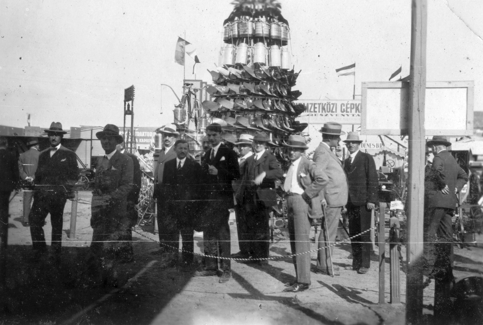 1930, Vojnich Pál, flag, tableau, men, agriculture, fair, exhibition, visitors, Fortepan #43808