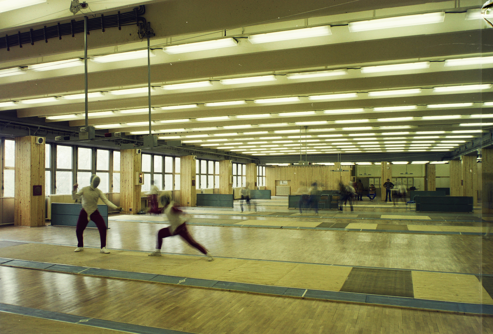 Hungary, Budapest XIV., Istvánmezei út 3-5. Nemzeti Sportcsarnok (később Gerevich Aladár Nemzeti Sportcsarnok)., 1975, Kádas Tibor, colorful, sport hall, Budapest, Fortepan #4391