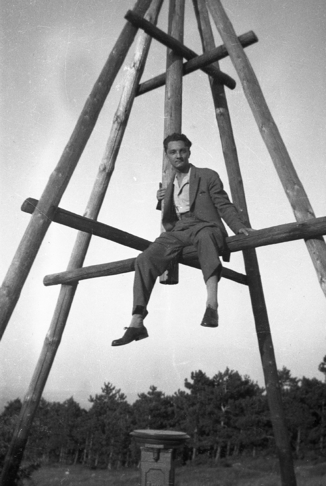 1935, Korenchy László, man, scaffolding, survey, Fortepan #44591