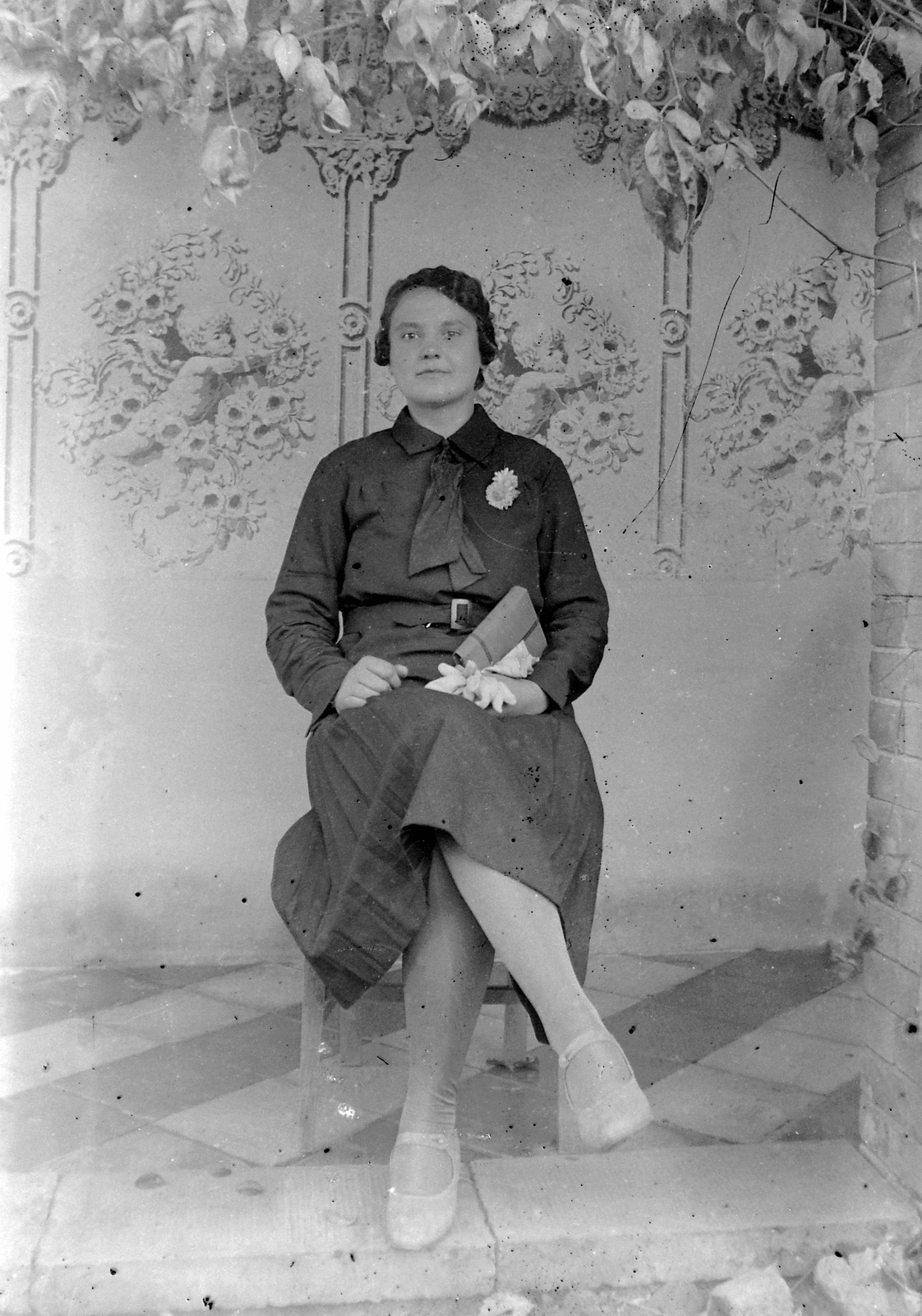 1935, Fortepan, portrait, woman, porch, Fortepan #4474