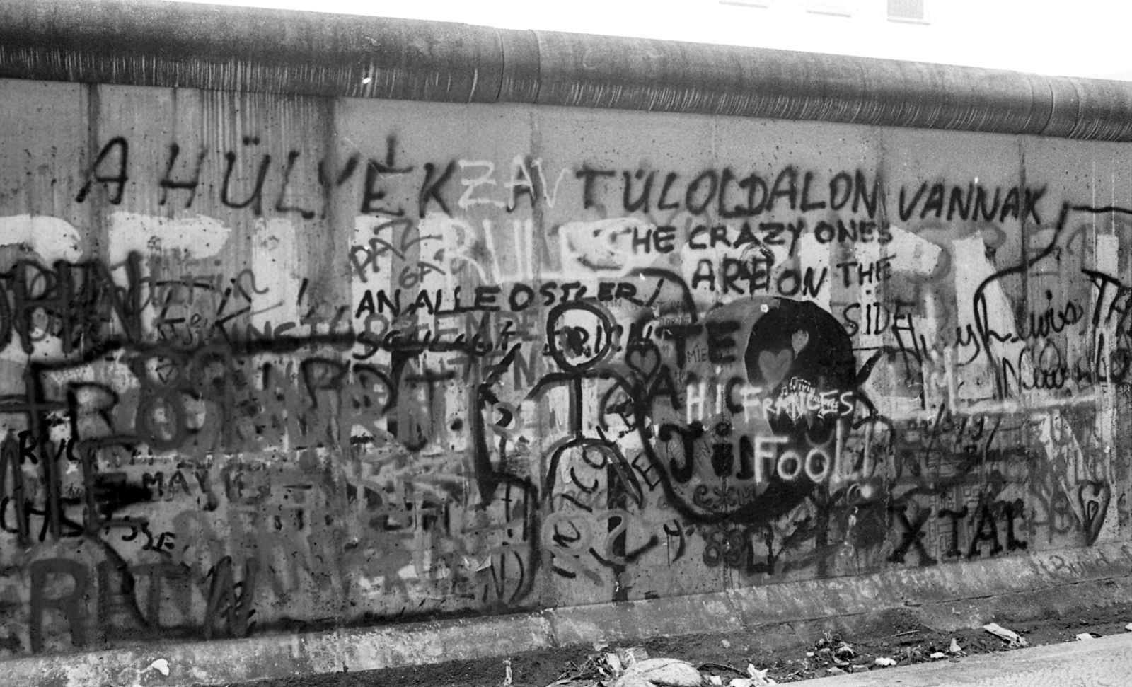 Germany, Berlin, Zimmerstrasse, a berlini fal a nyugati oldalról., 1988, Urbán Tamás, Berlin Wall, West Berlin, Fortepan #44776