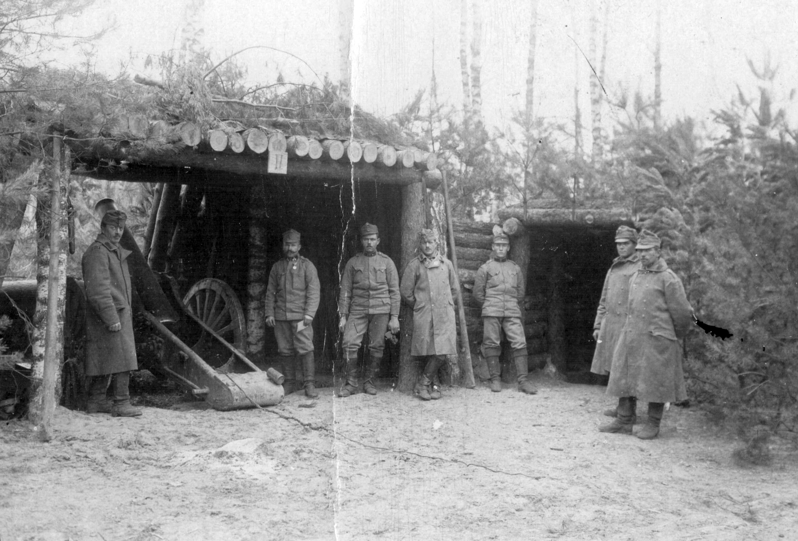 1917, Takács Bálint dr, First World War, woods, uniform, tableau, men, weapon, Fortepan #44831