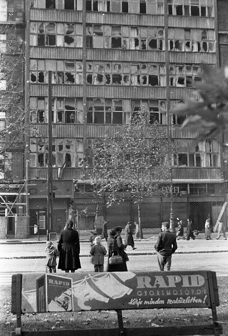 Hungary, Budapest V., Múzeum körút, szemben az 1/a számú ház., 1956, Madarász Géza, revolution, damaged building, Budapest, ad, Fortepan #44881