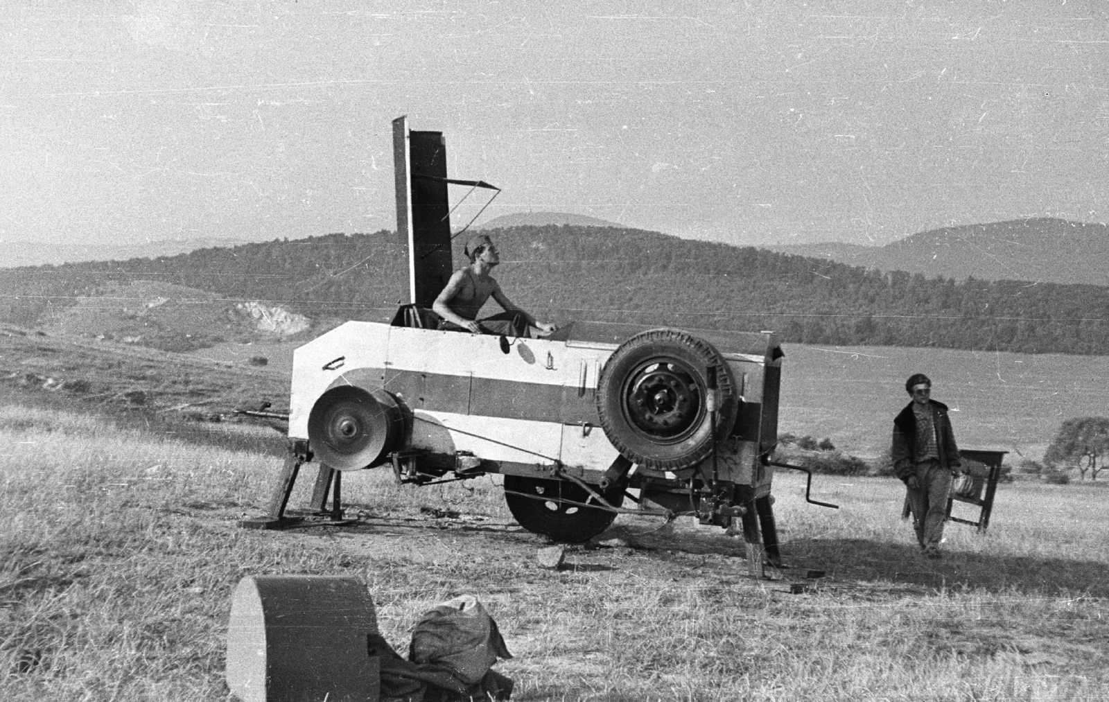 Hungary, Hármashatárhegy Airport, Budapest II., csörlő., 1959, Mészáros Zoltán, Budapest, Fortepan #45018