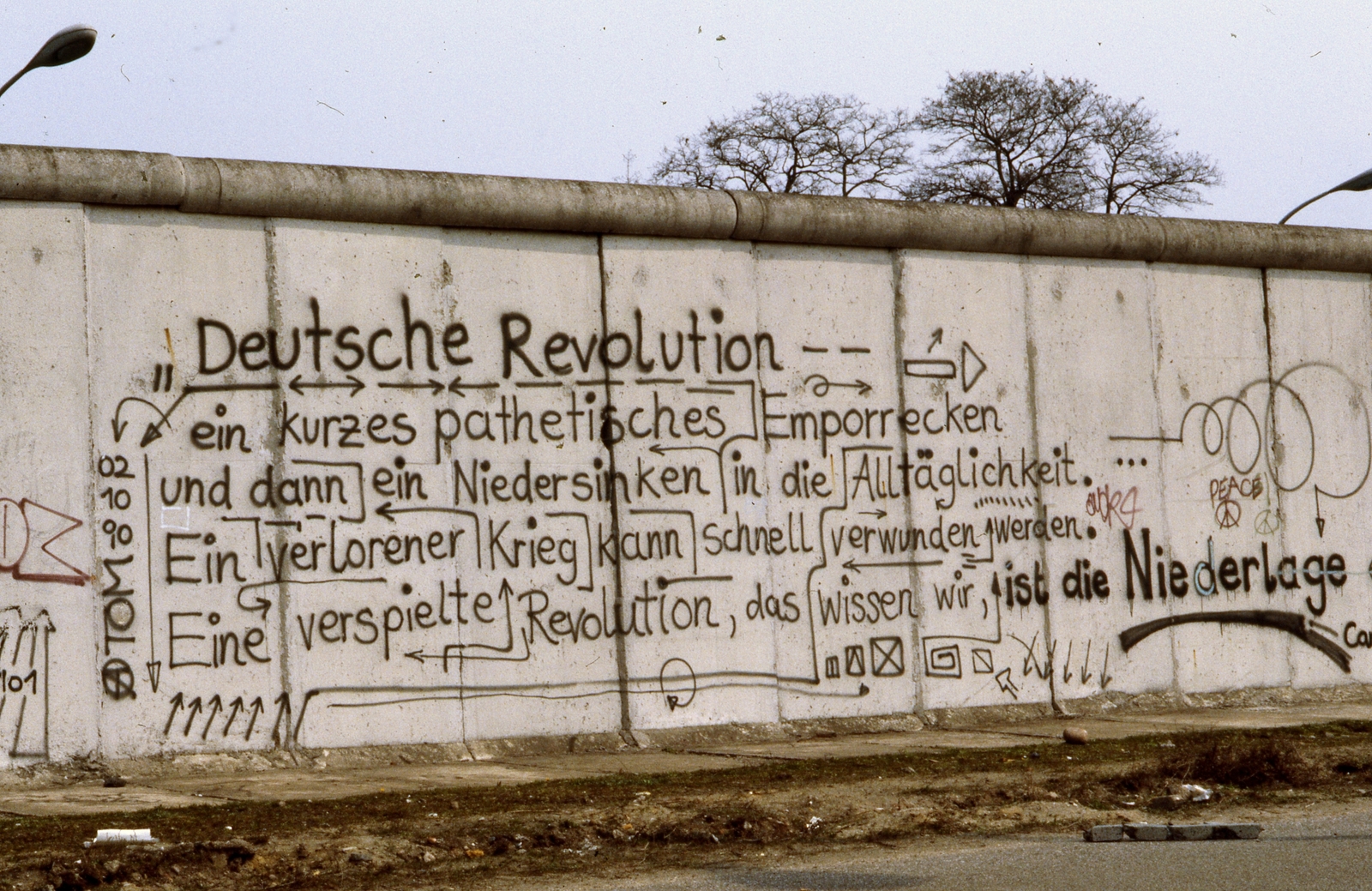 Németország, Berlin, 1990, Urbán Tamás, színes, graffiti, Berlini fal, béke, jelkép, Fortepan #45309