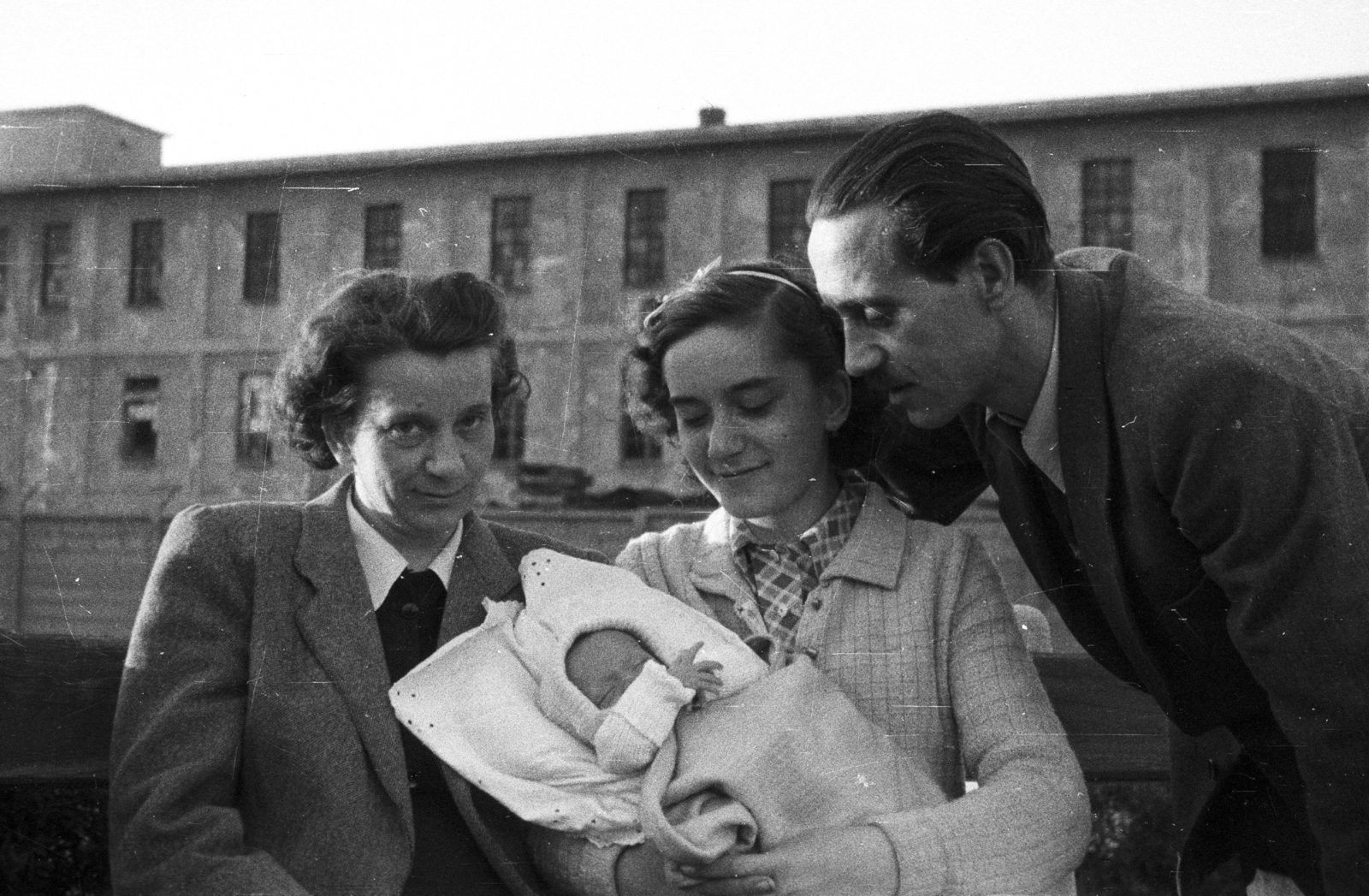 1954, Krasznai Gyula, kid, family, doll, newborn, baby duvet, hold in arms, Fortepan #45757