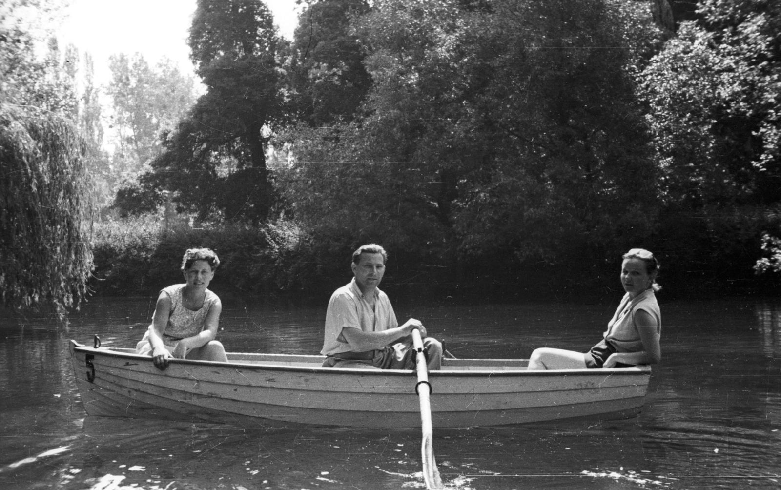 Hungary, Miskolc,Miskolctapolca, a felvétel a csónakázótavon készült., 1957, Krasznai Gyula, boating, Fortepan #45874