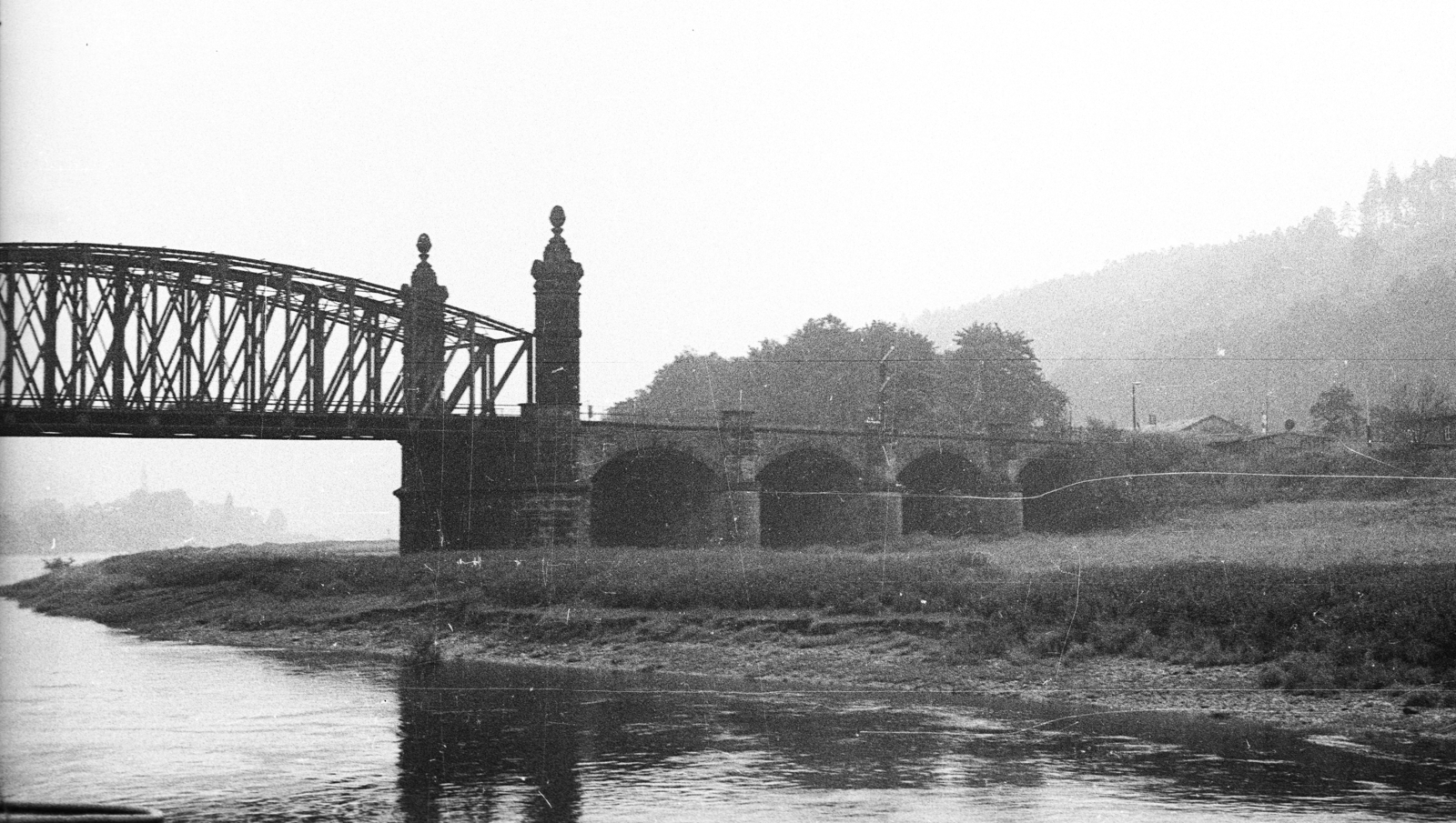 Germany, Bad Schandau, Carolabrücke az Elbán., 1966, Krasznai Gyula, bridge, GDR, Fortepan #45971